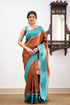 Sita - Brown And Teal Blue Semi Silk Saree Sarees