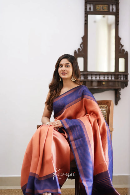 Sita - Copper And Navy Blue Semi Silk Saree Sarees