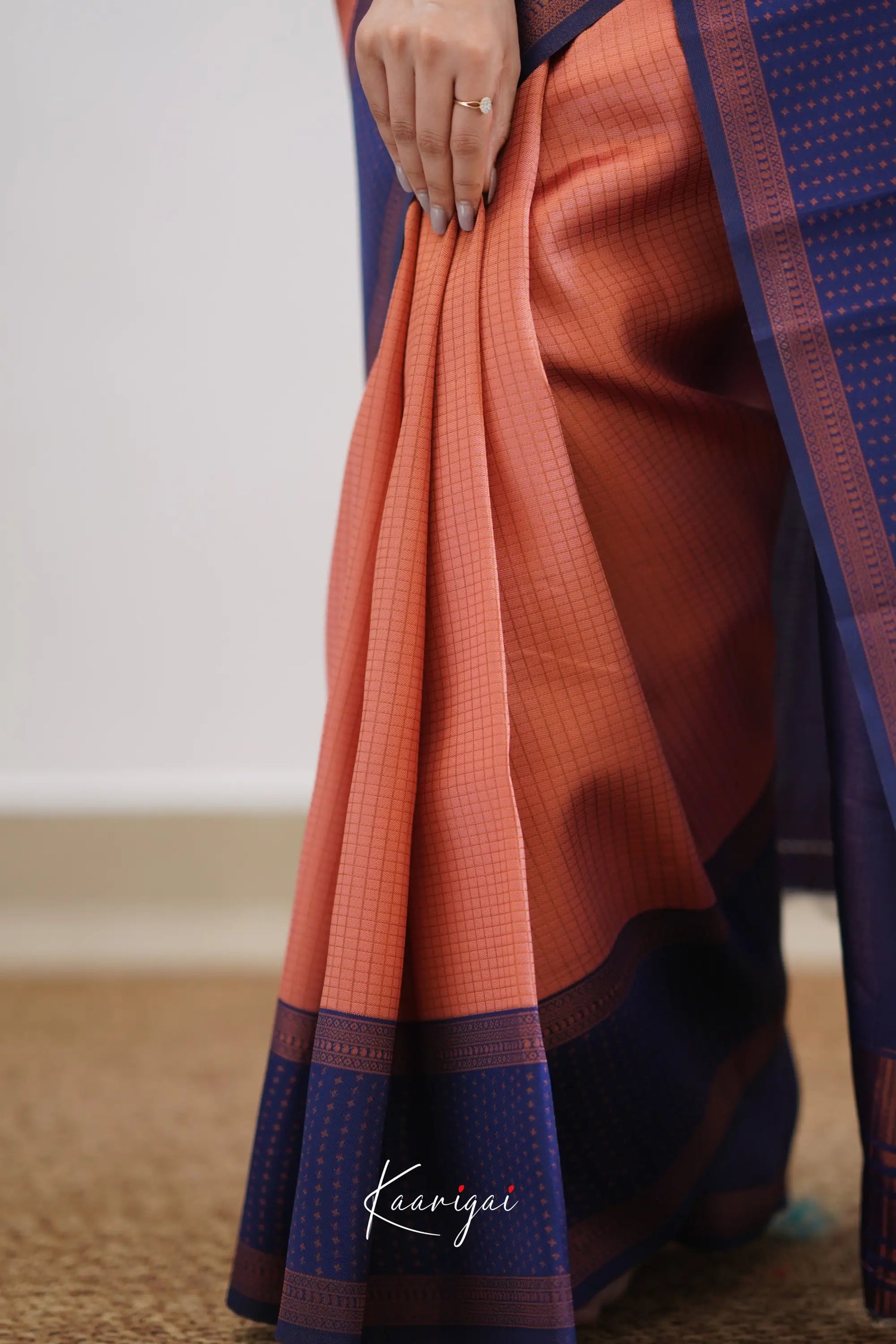 Sita - Copper And Navy Blue Semi Silk Saree Sarees