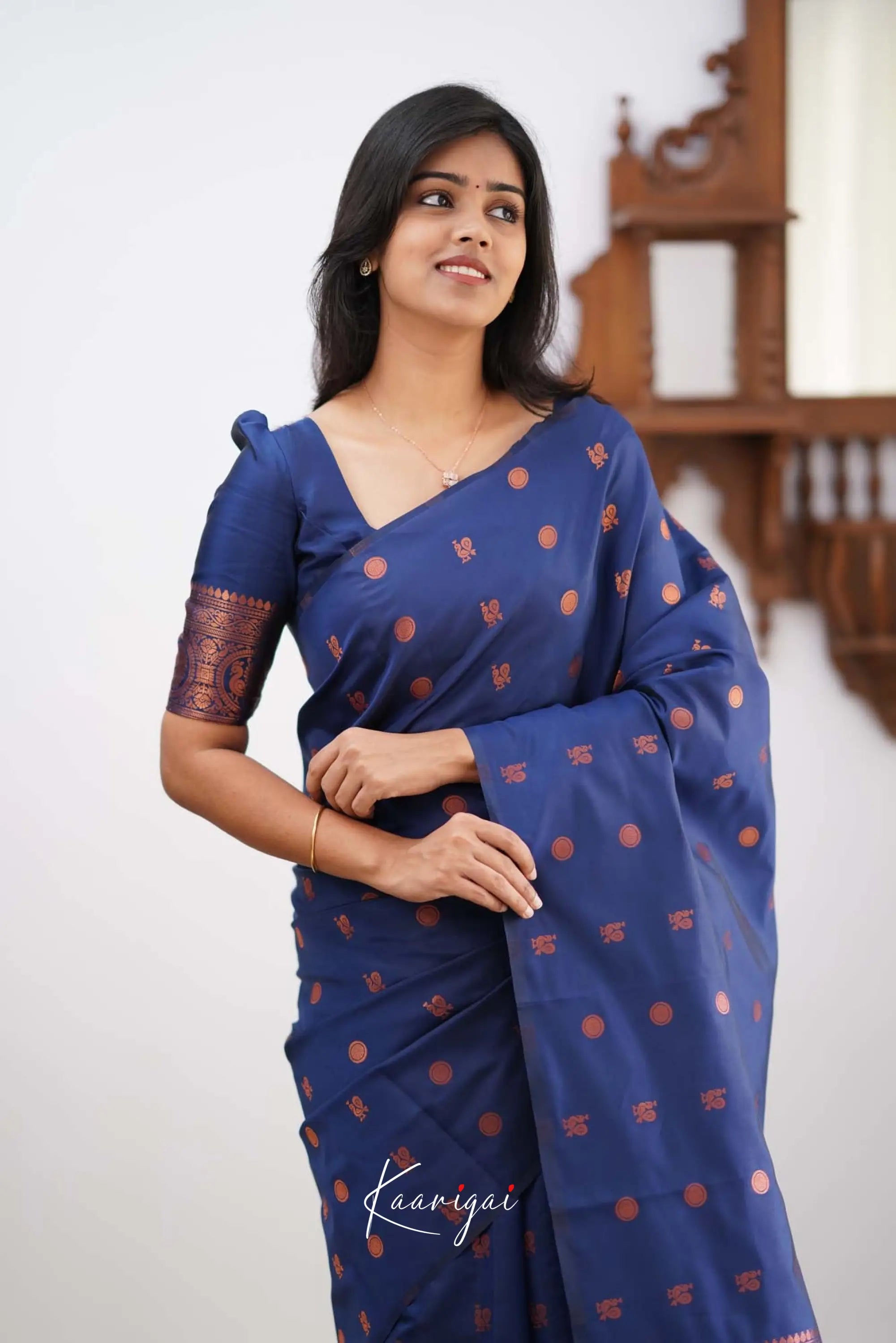 Sita- Dark Blue Semi Silk Saree Sarees