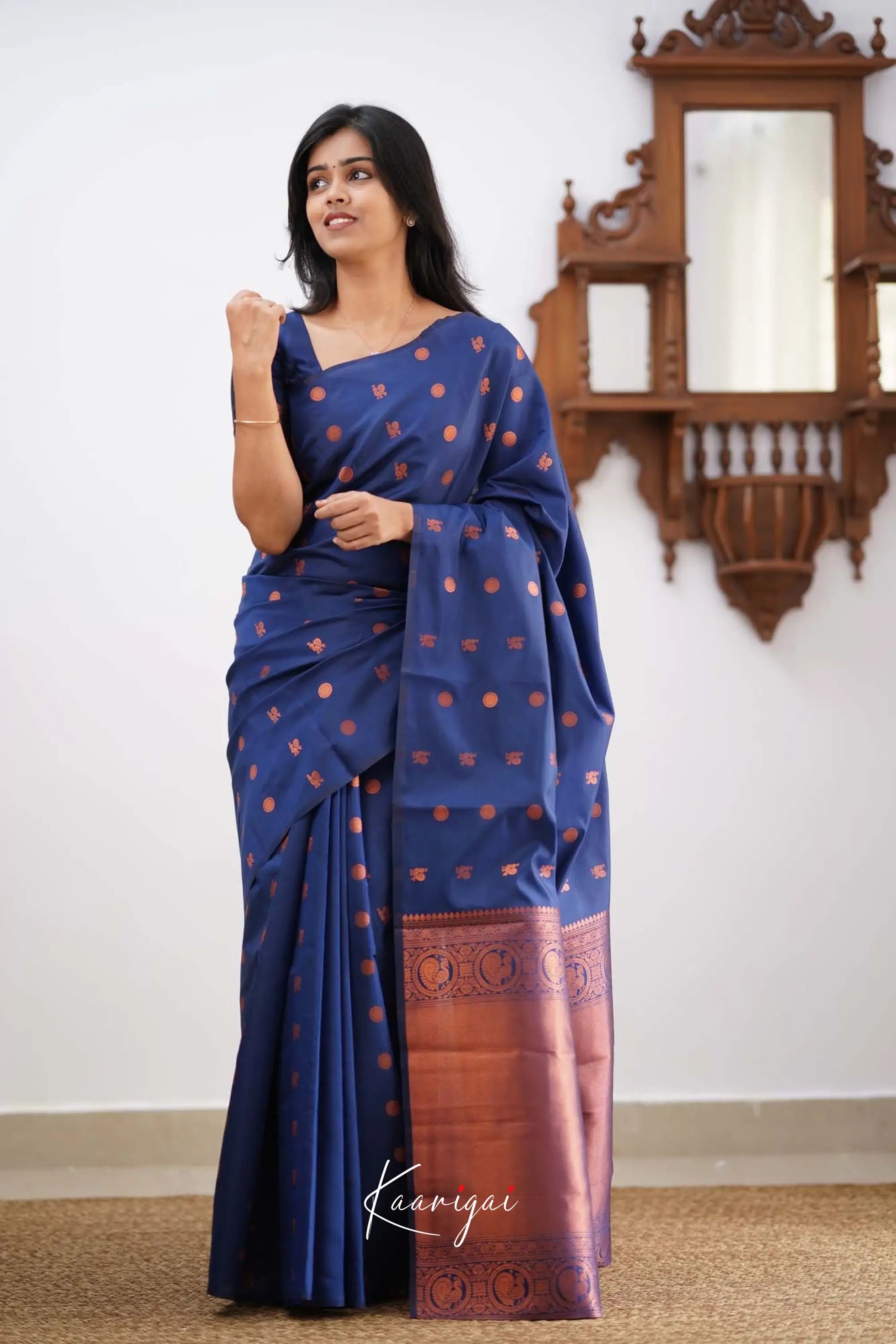 Sita- Dark Blue Semi Silk Saree Sarees