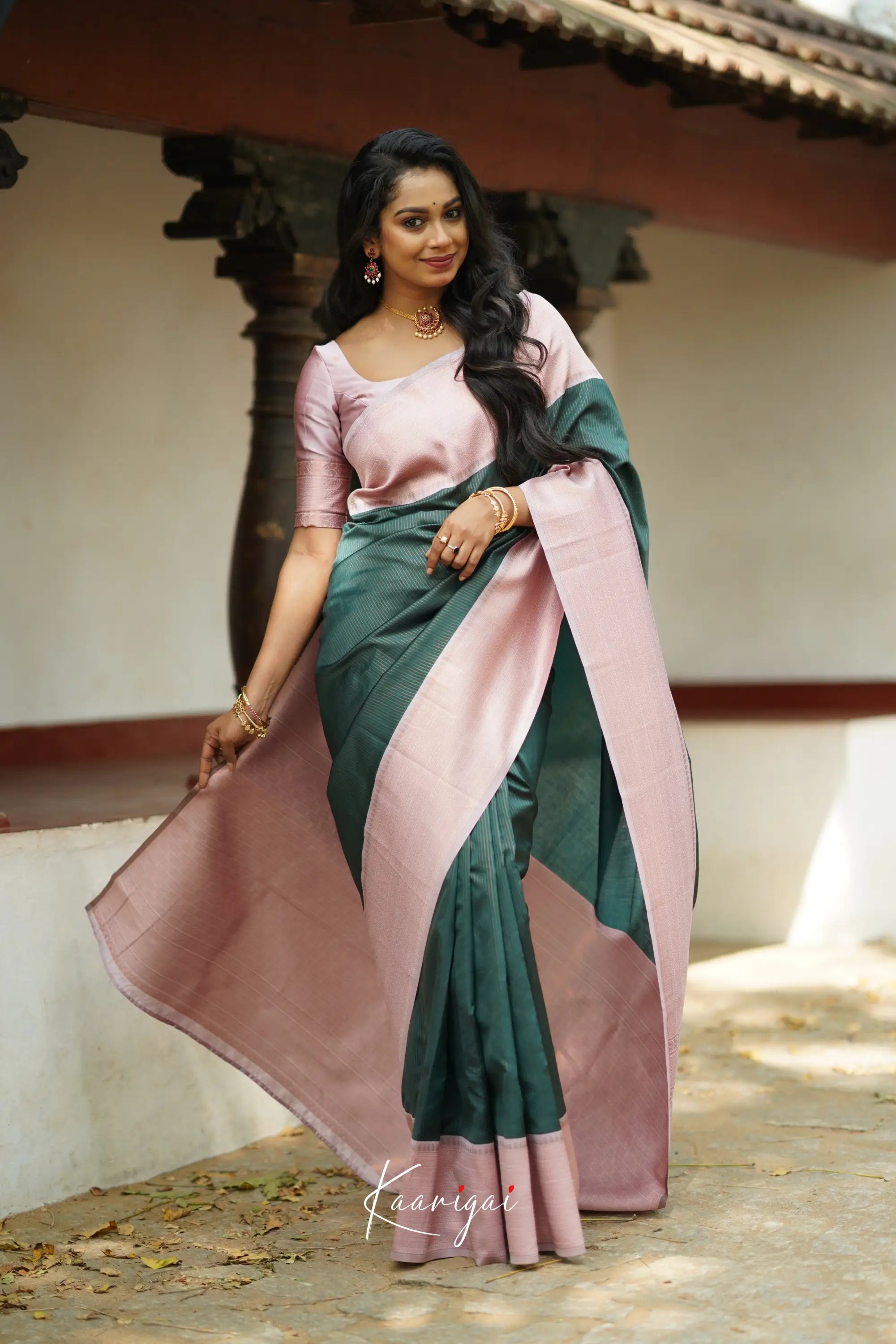 Sita - Dark Green Semi Silk Saree Sarees