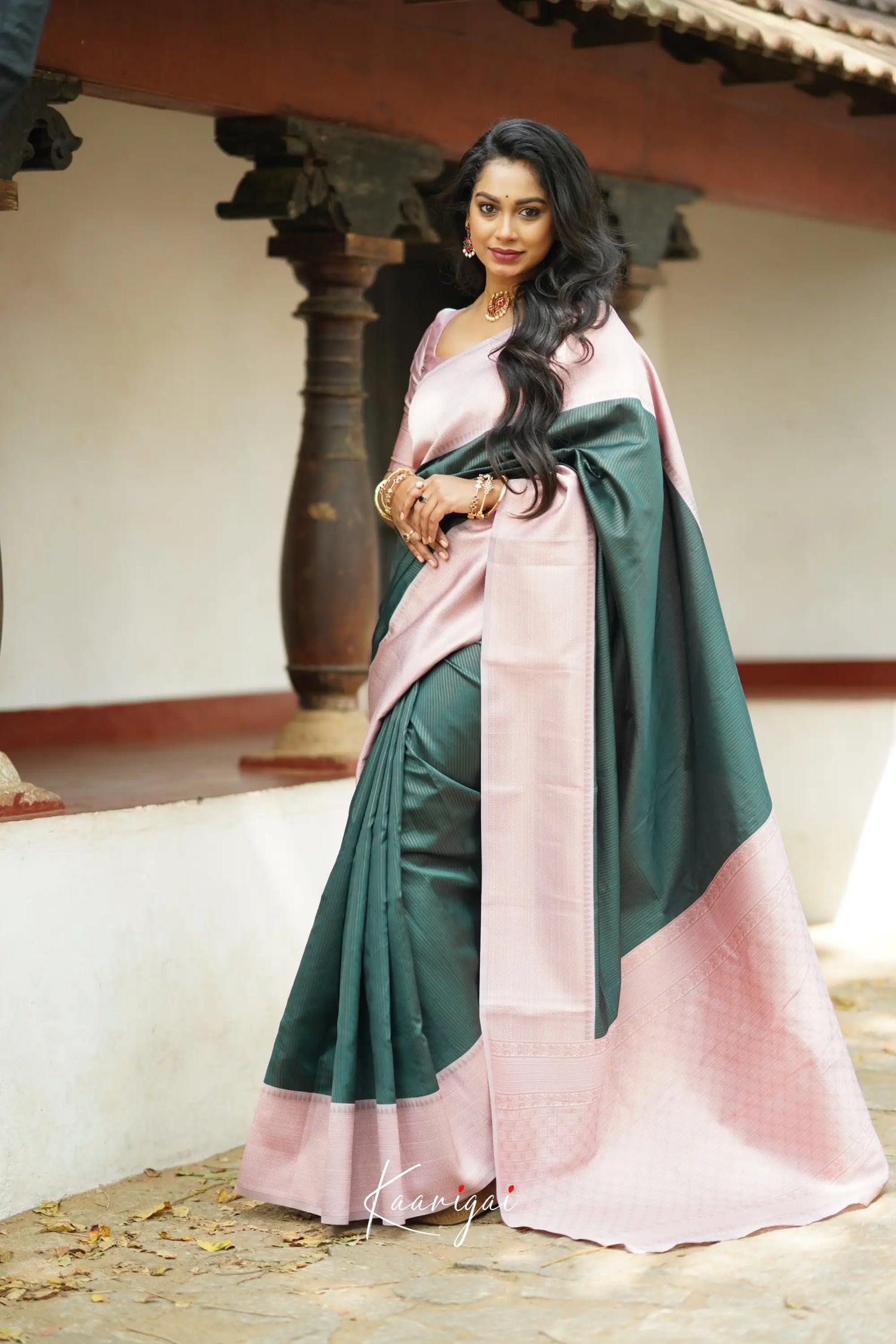 Sita - Dark Green Semi Silk Saree Sarees