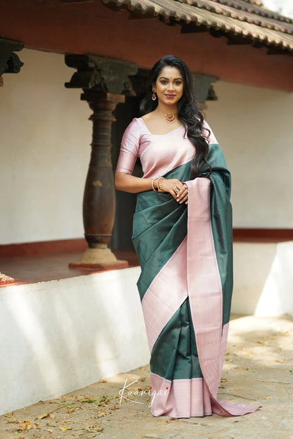 Sita - Dark Green Semi Silk Saree Sarees