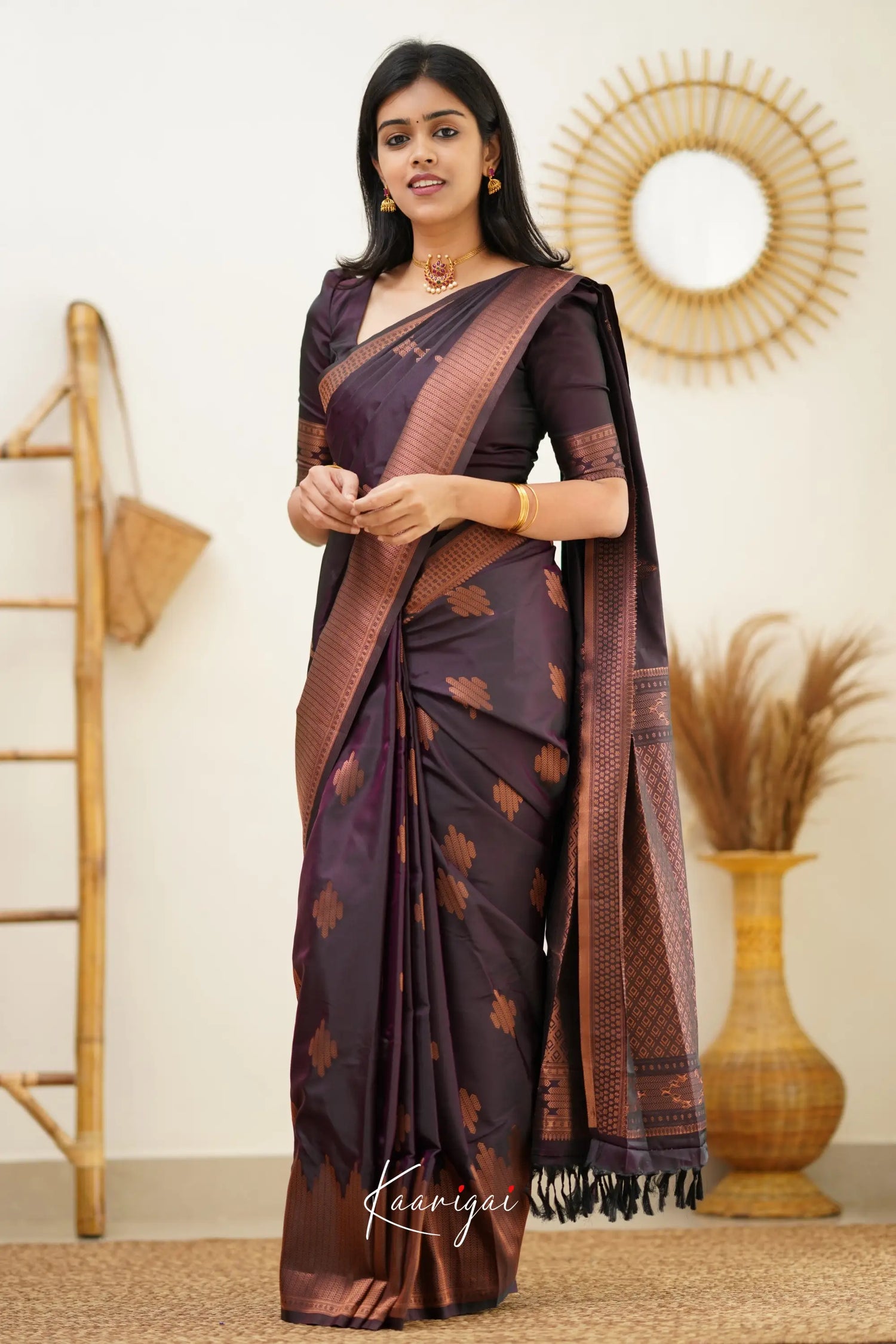 Sita - Dark Magentaish Purple Semi Silk Saree Sarees