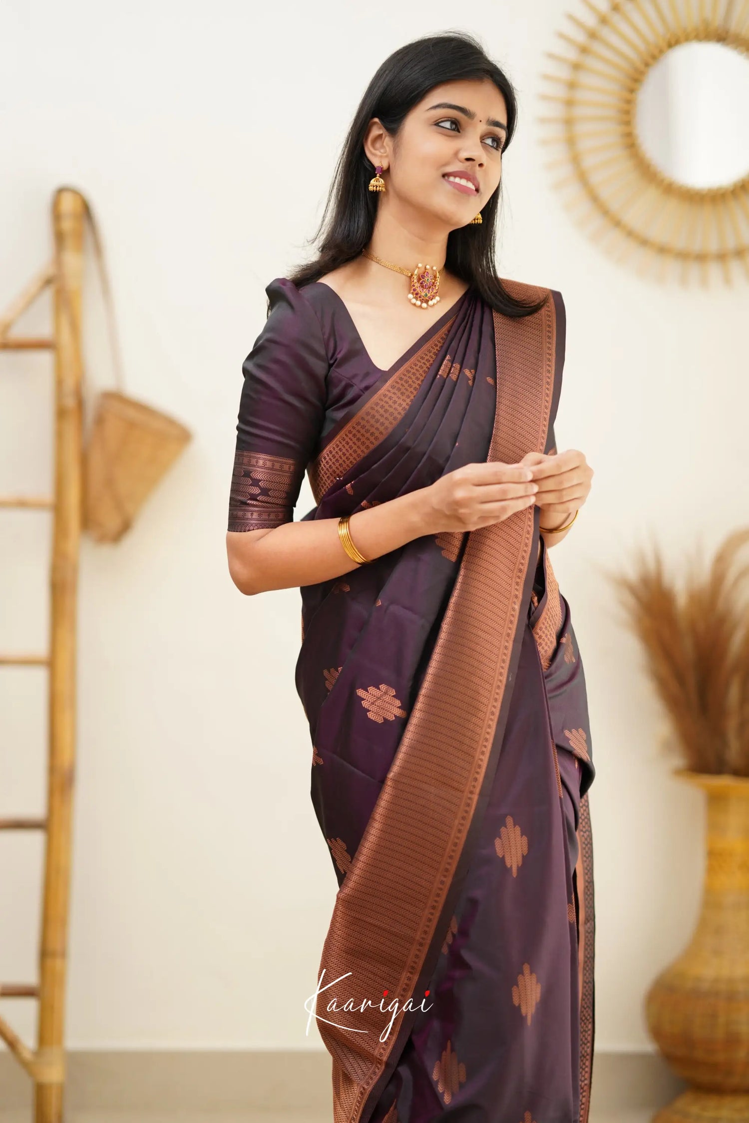 Sita - Dark Magentaish Purple Semi Silk Saree Sarees