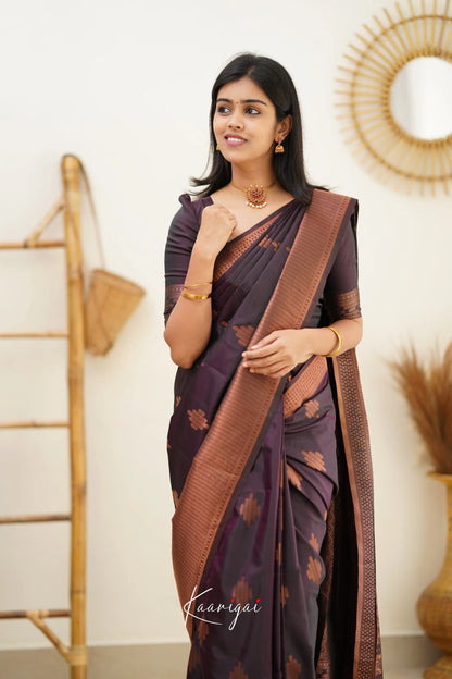 Sita - Dark Magentaish Purple Semi Silk Saree Sarees