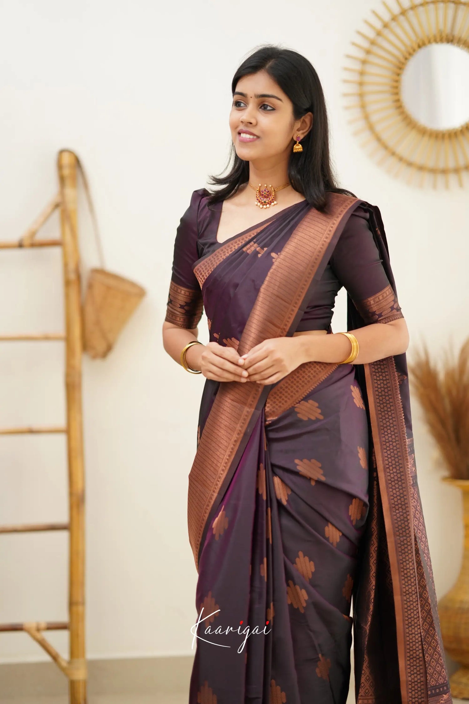 Sita - Dark Magentaish Purple Semi Silk Saree Sarees