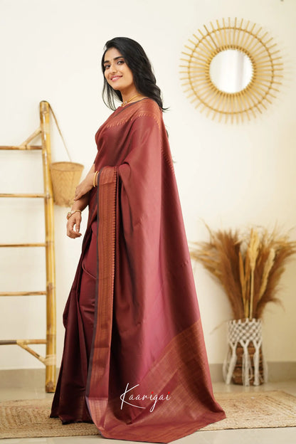 Sita - Dark Maroon Semi Silk Saree Sarees