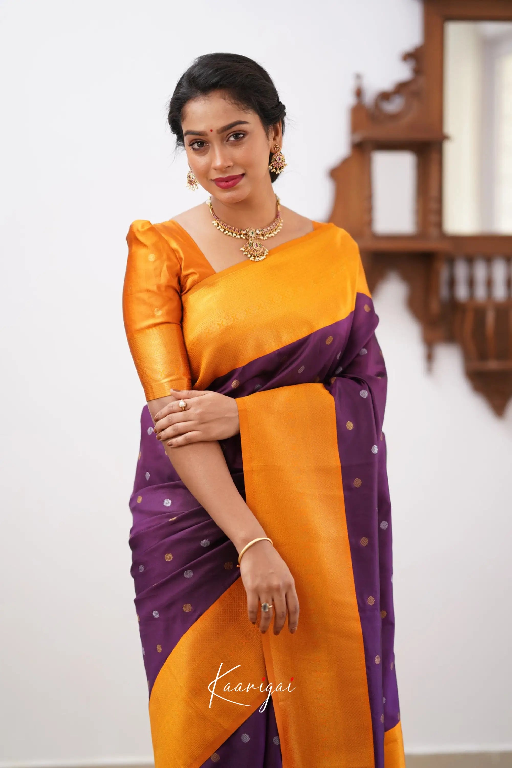 Sita - Dark Purple Semi Silk Saree Sarees