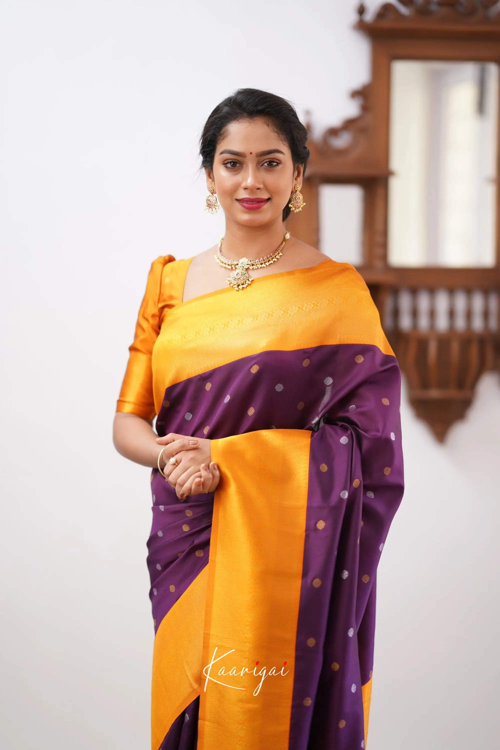 Sita - Dark Purple Semi Silk Saree Sarees