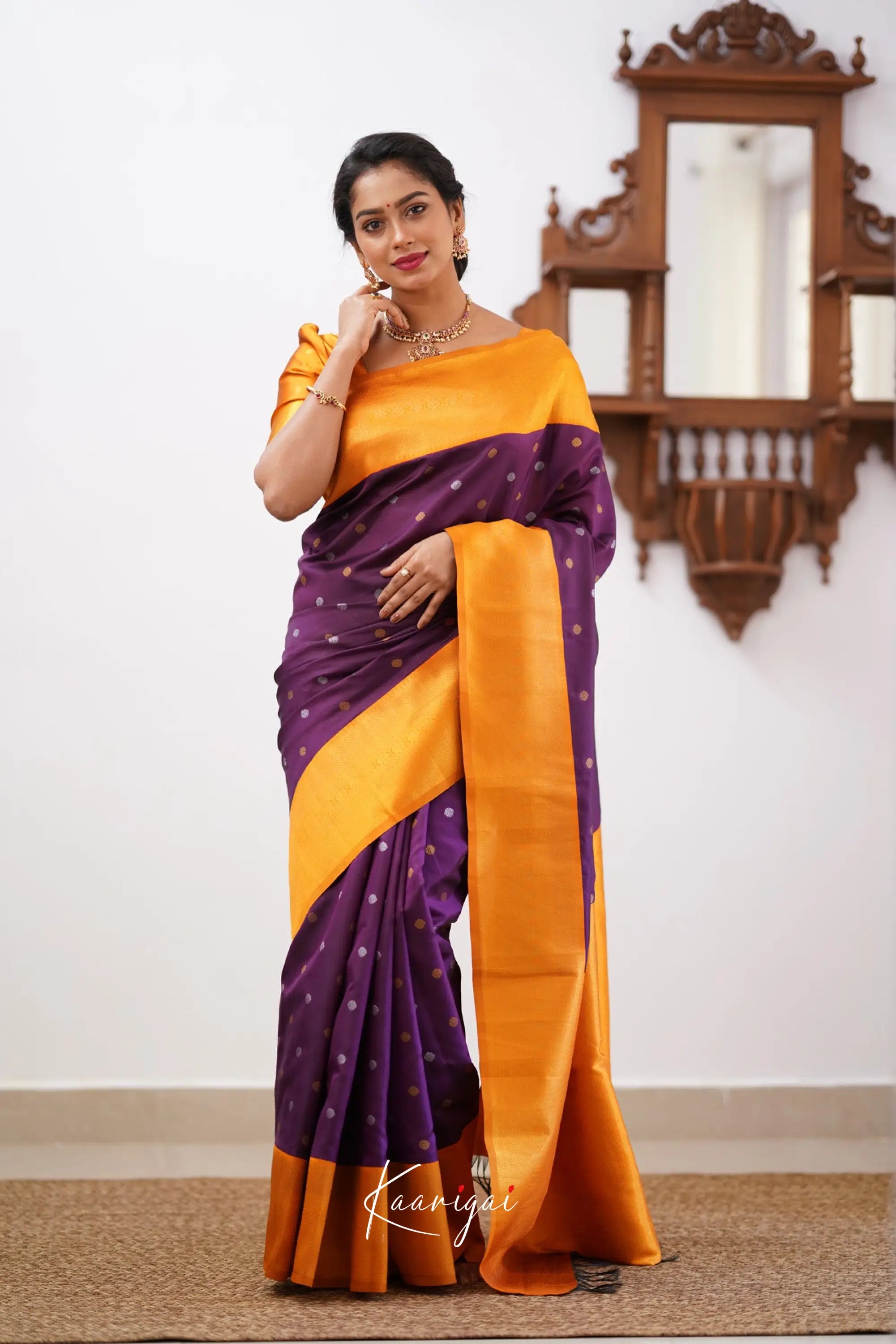 Sita - Dark Purple Semi Silk Saree Sarees