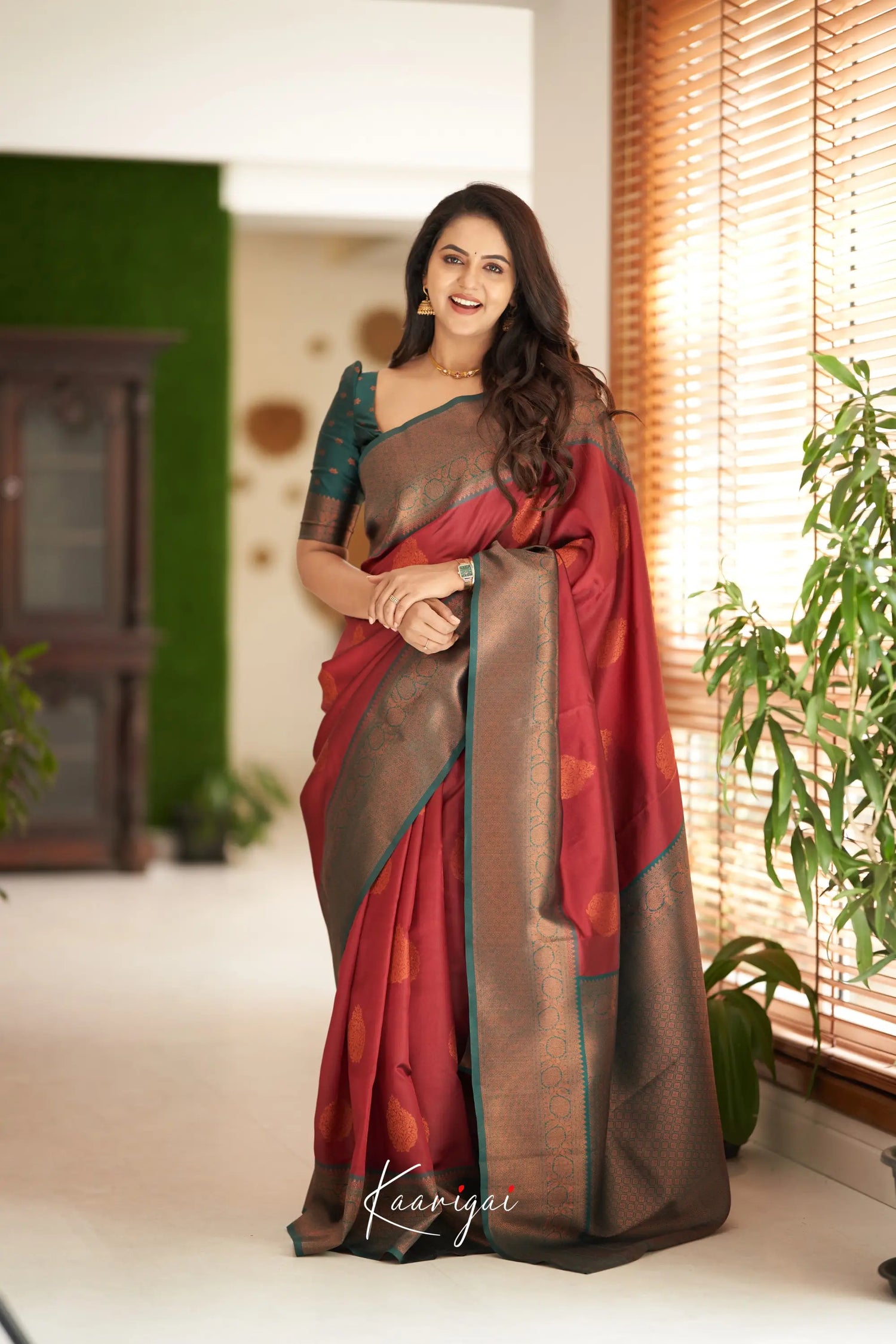 Sita - Dark Red Semi Silk Saree Sarees