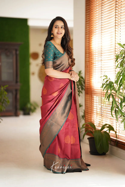 Sita - Dark Red Semi Silk Saree Sarees