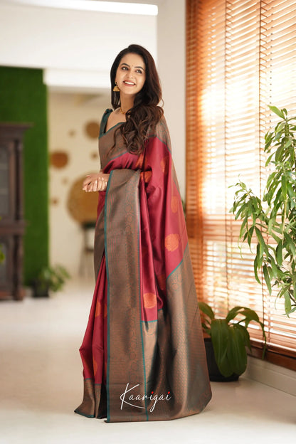 Sita - Dark Red Semi Silk Saree Sarees