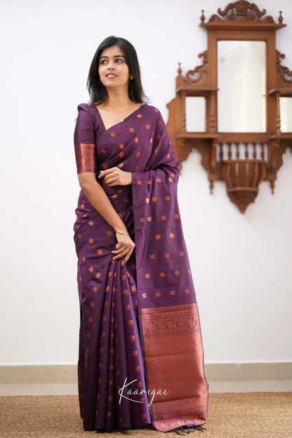 Sita- Deep Purple Semi Silk Saree Sarees