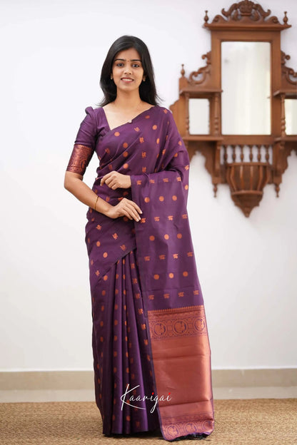 Sita- Deep Purple Semi Silk Saree Sarees