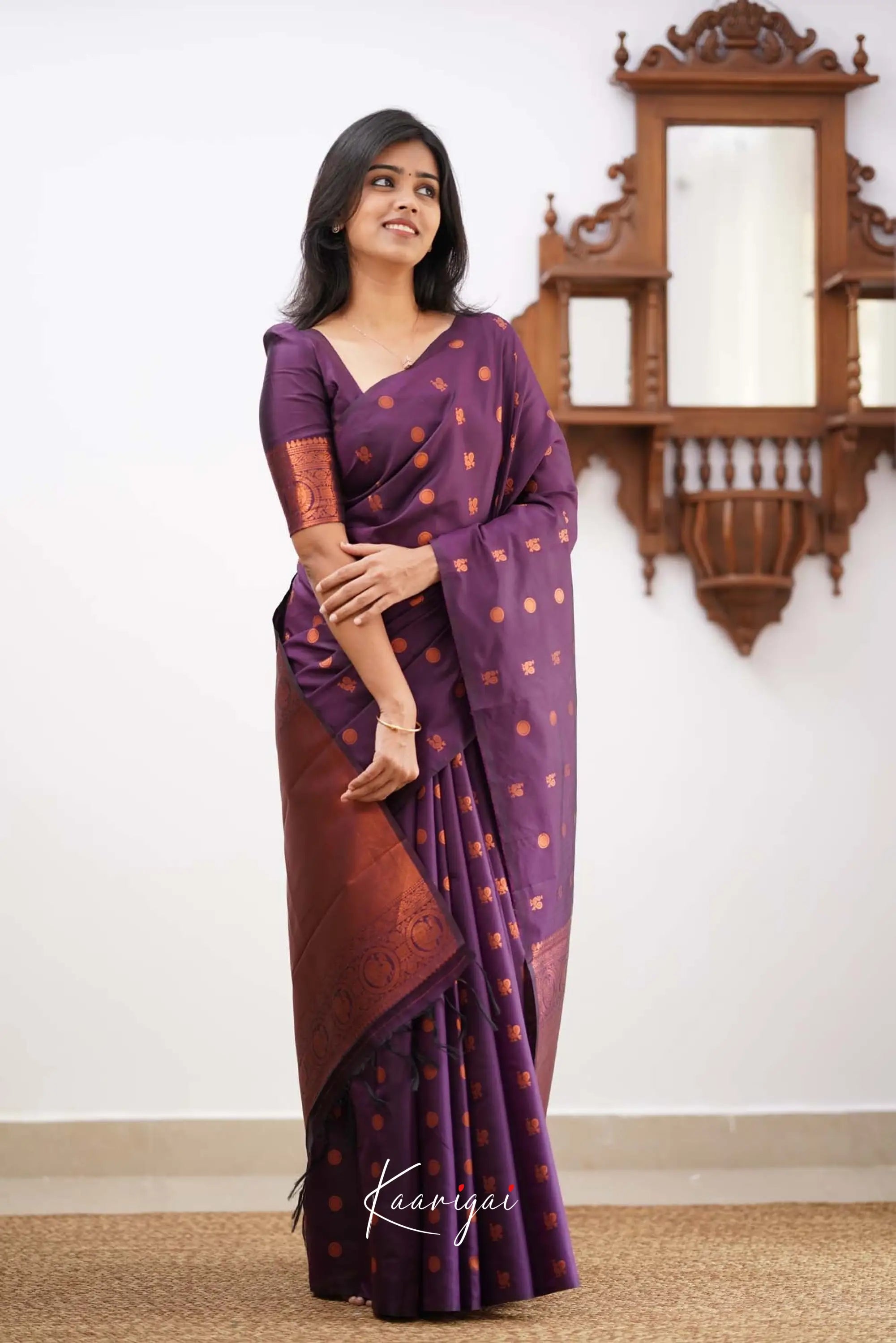 Sita- Deep Purple Semi Silk Saree Sarees