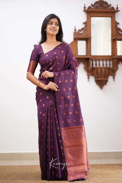 Sita- Deep Purple Semi Silk Saree Sarees