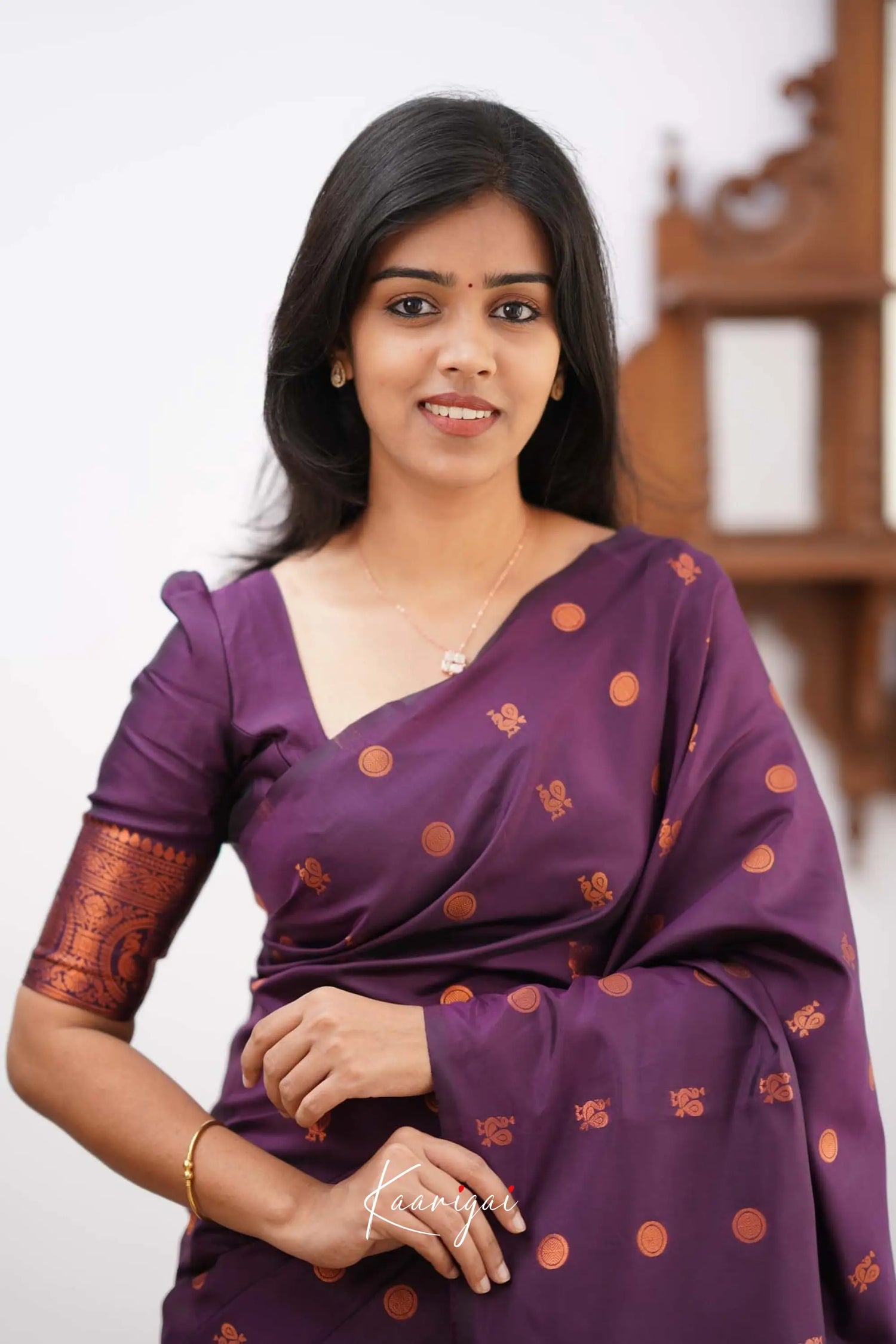 Sita- Deep Purple Semi Silk Saree Sarees