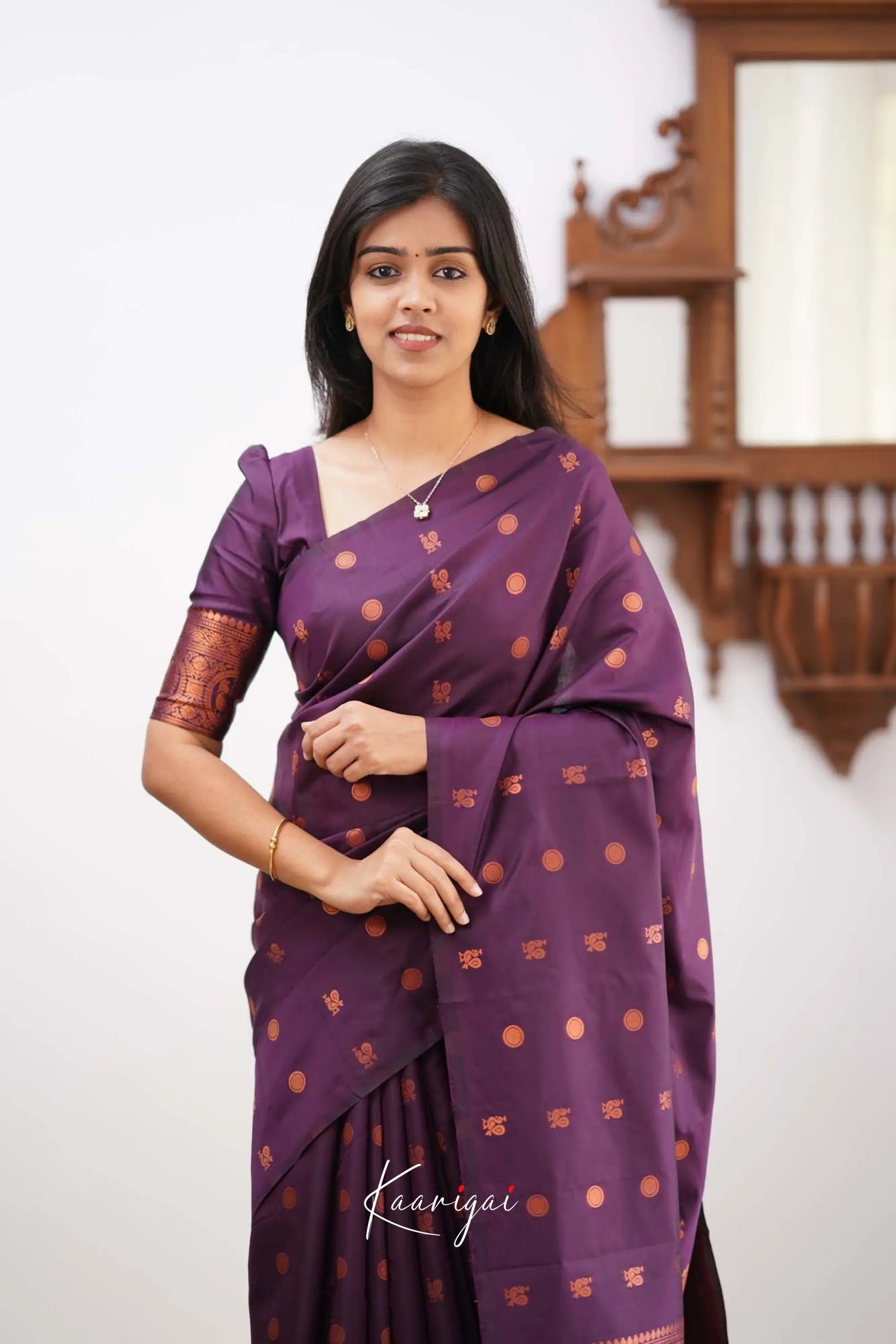 Sita- Deep Purple Semi Silk Saree Sarees