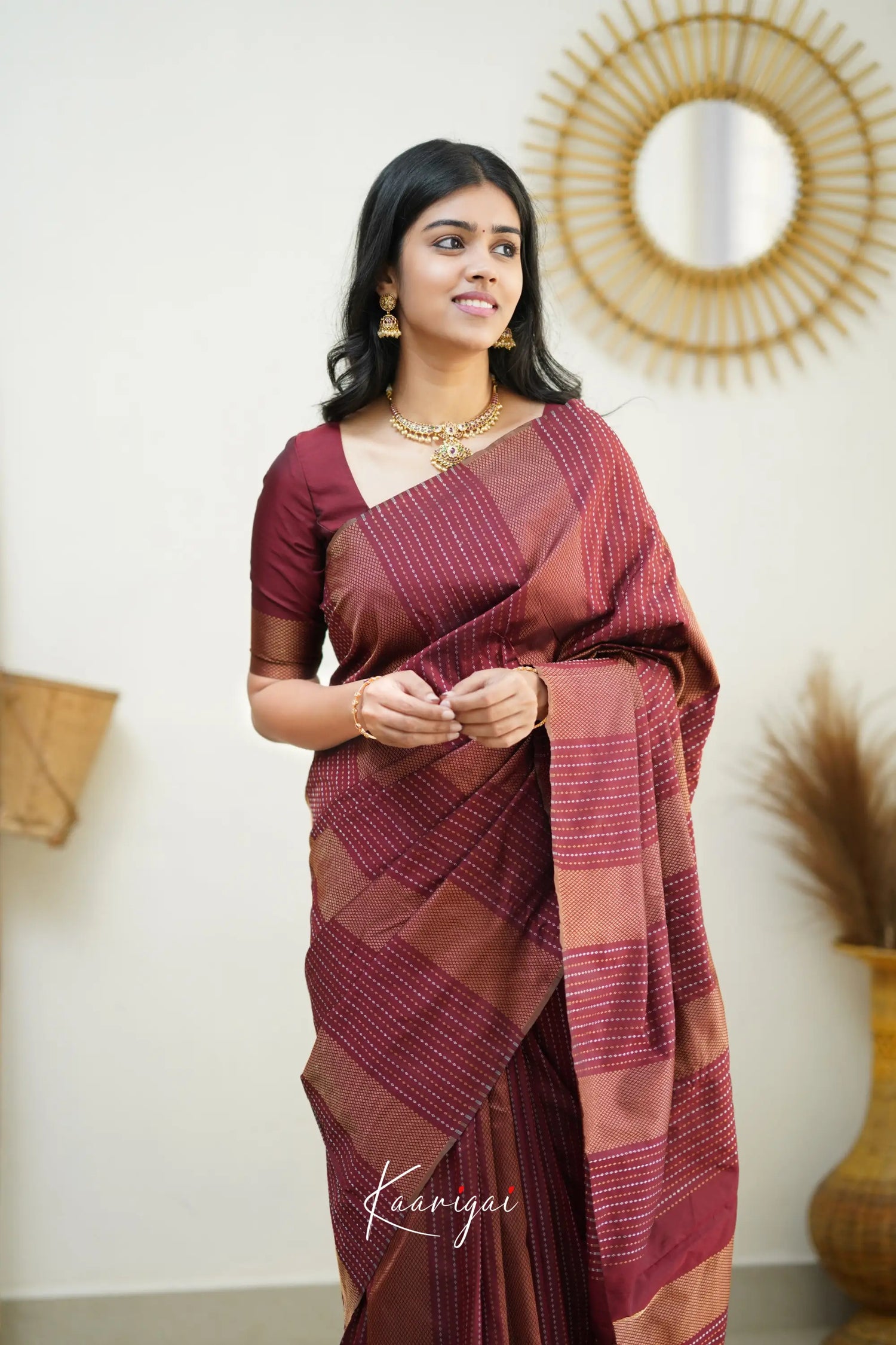 Sita - Maroon Semi Silk Saree Sarees