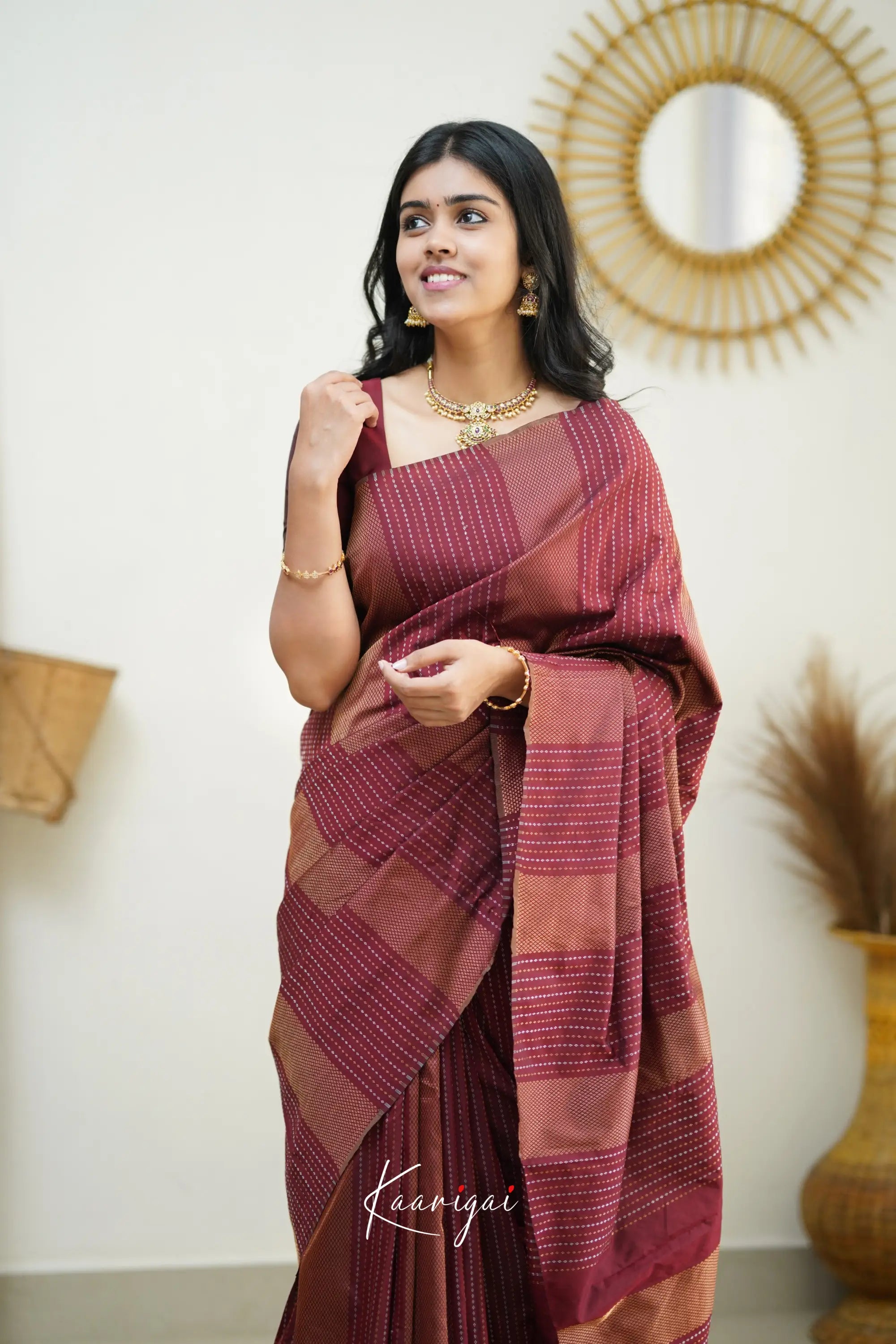 Sita - Maroon Semi Silk Saree Sarees