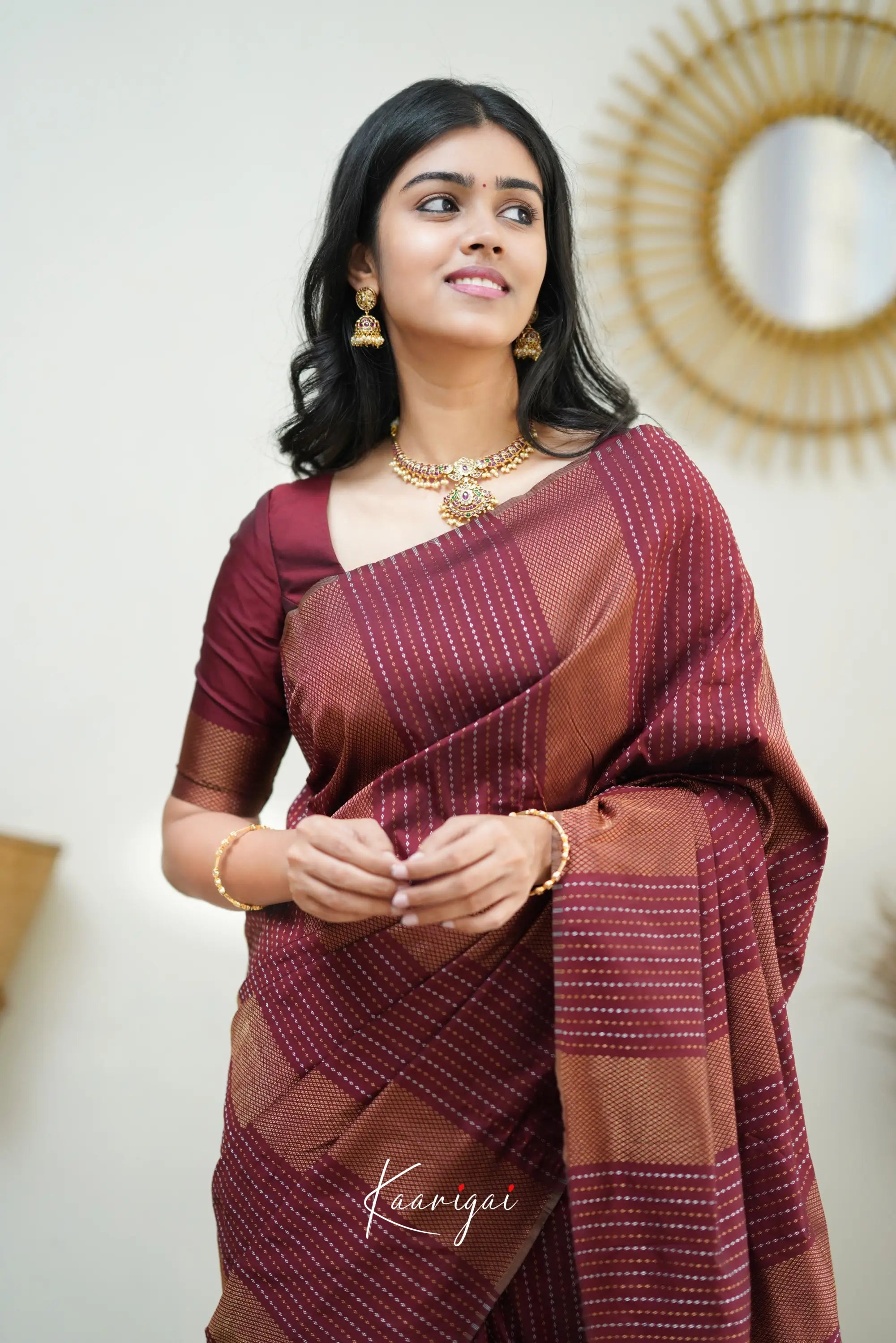 Sita - Maroon Semi Silk Saree Sarees