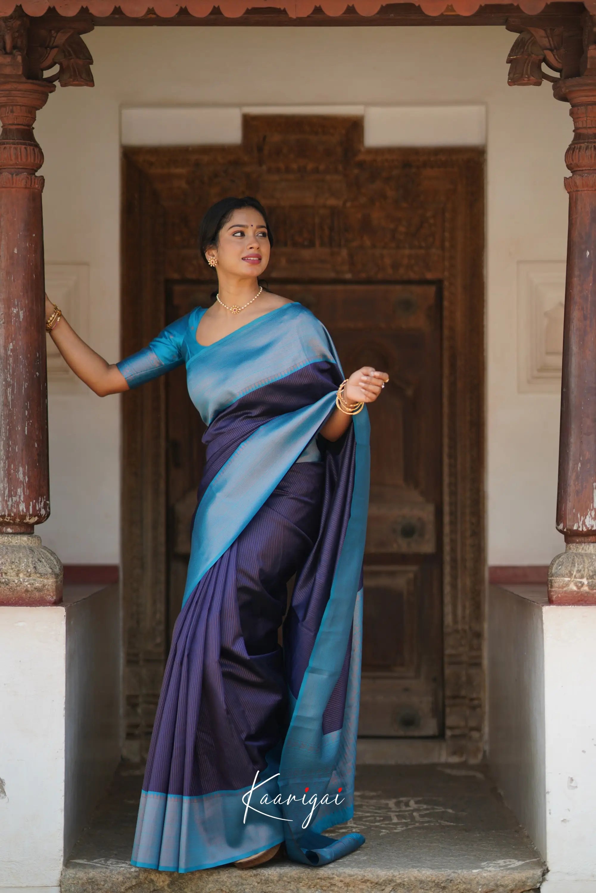 Sita - Navy Blue Semi Silk Saree Sarees