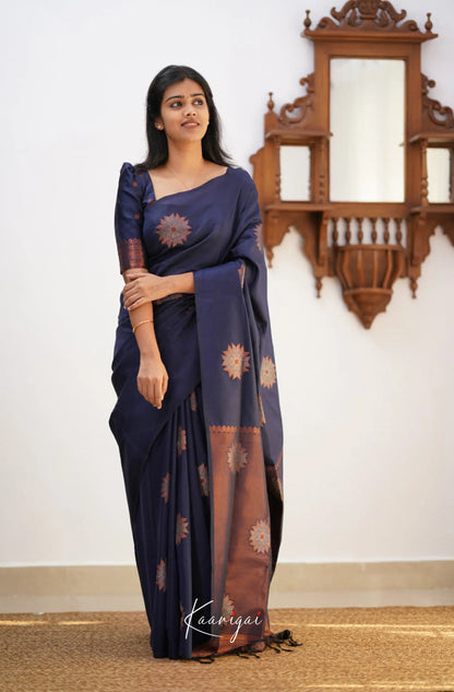 Sita - Navy Blue Semi Silk Saree Sarees