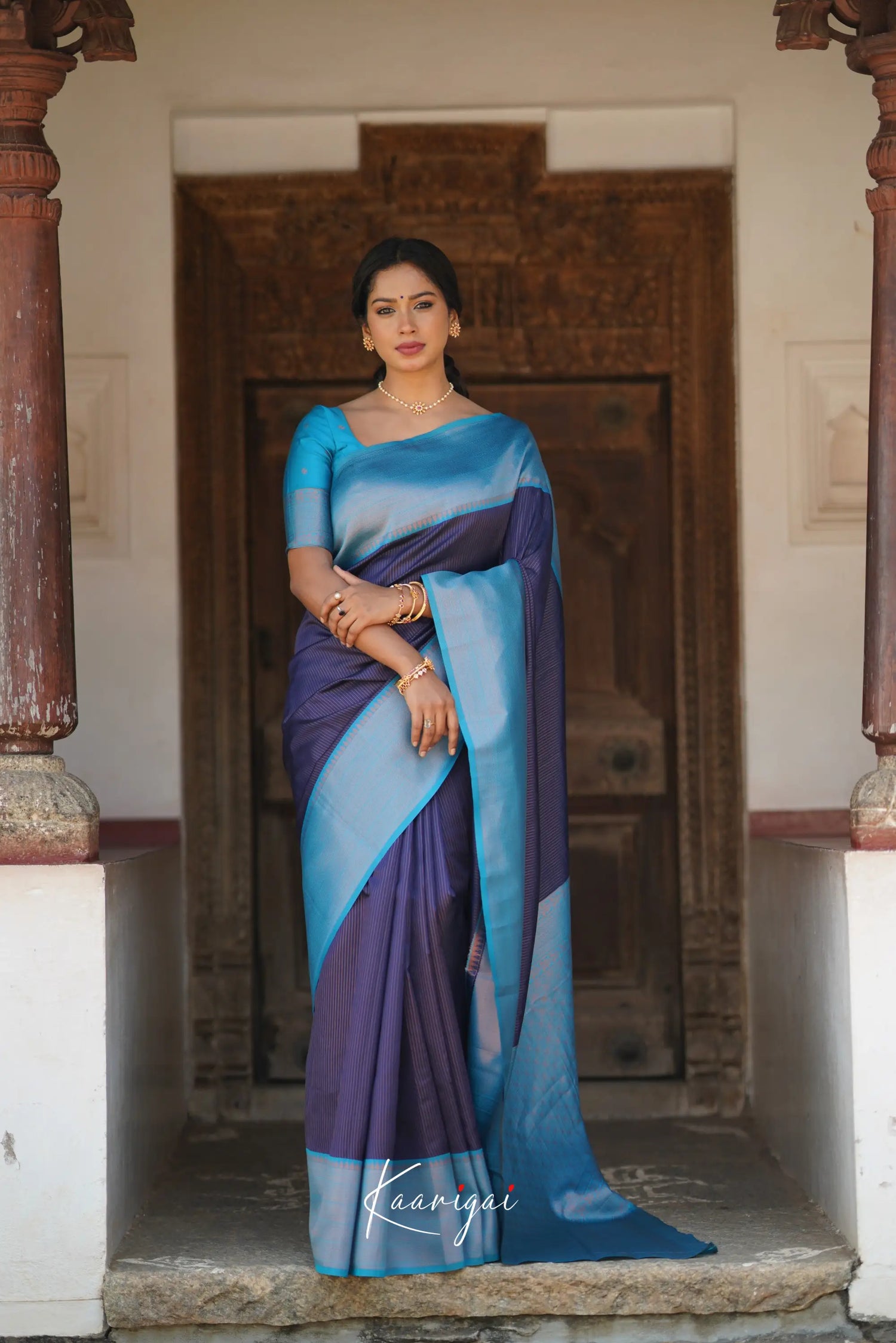 Sita - Navy Blue Semi Silk Saree Sarees