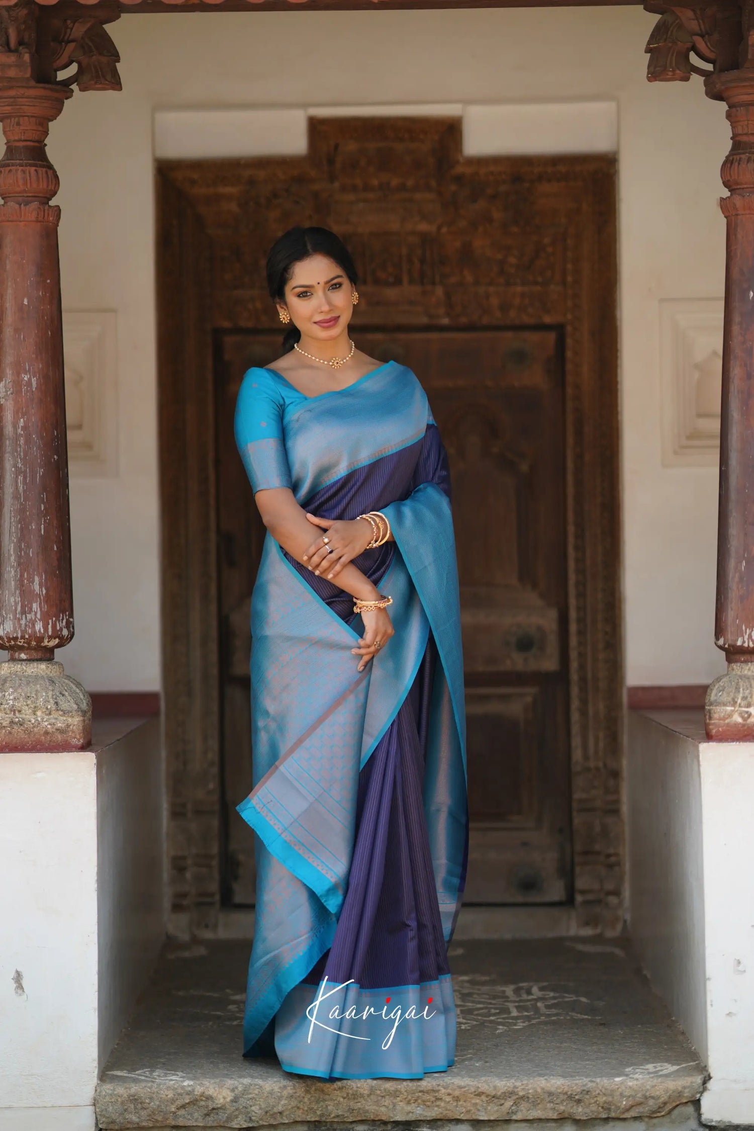 Sita - Navy Blue Semi Silk Saree Sarees