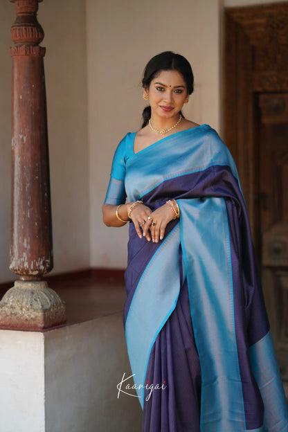 Sita - Navy Blue Semi Silk Saree Sarees