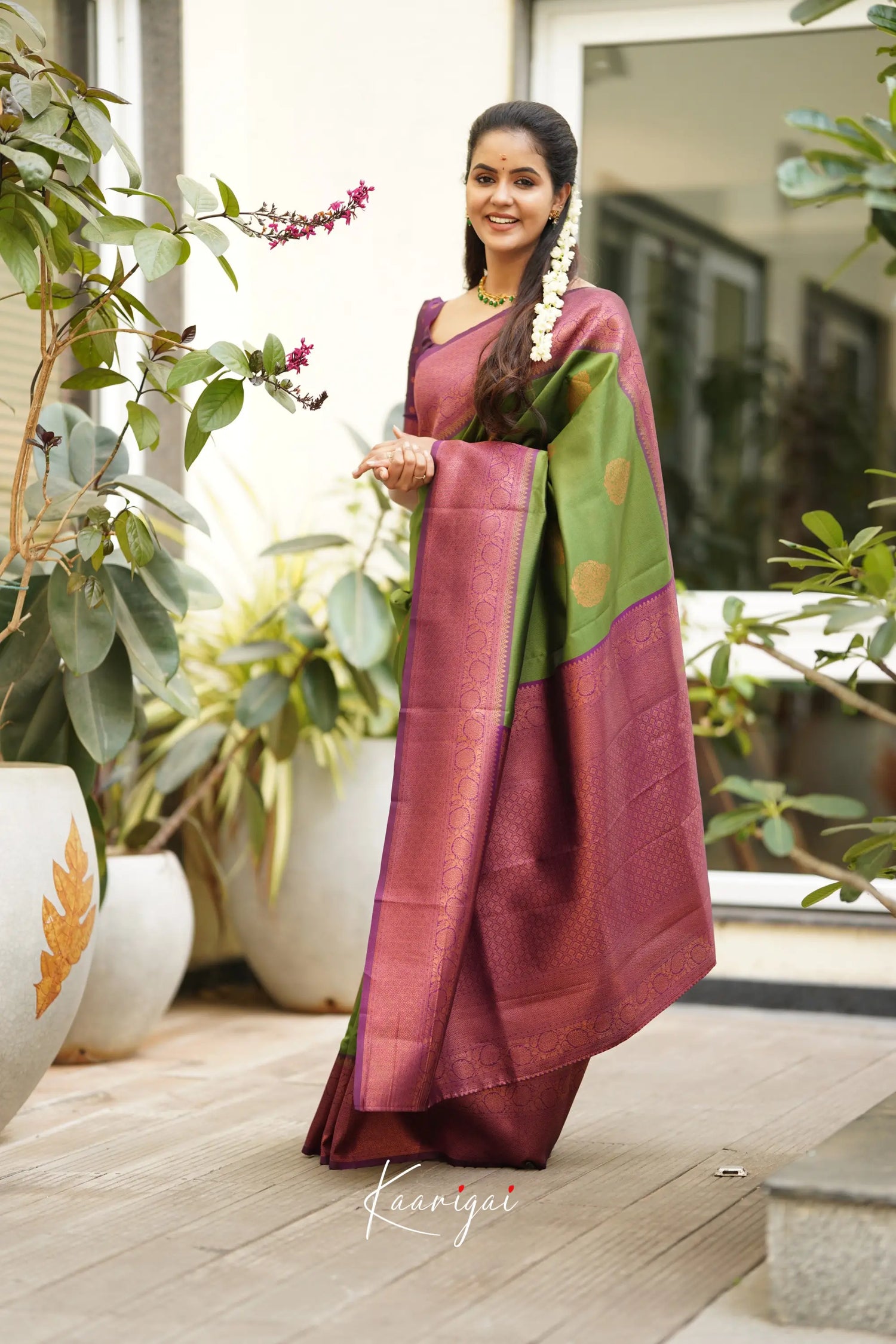 Sita - Parrot Green Semi Silk Saree Sarees