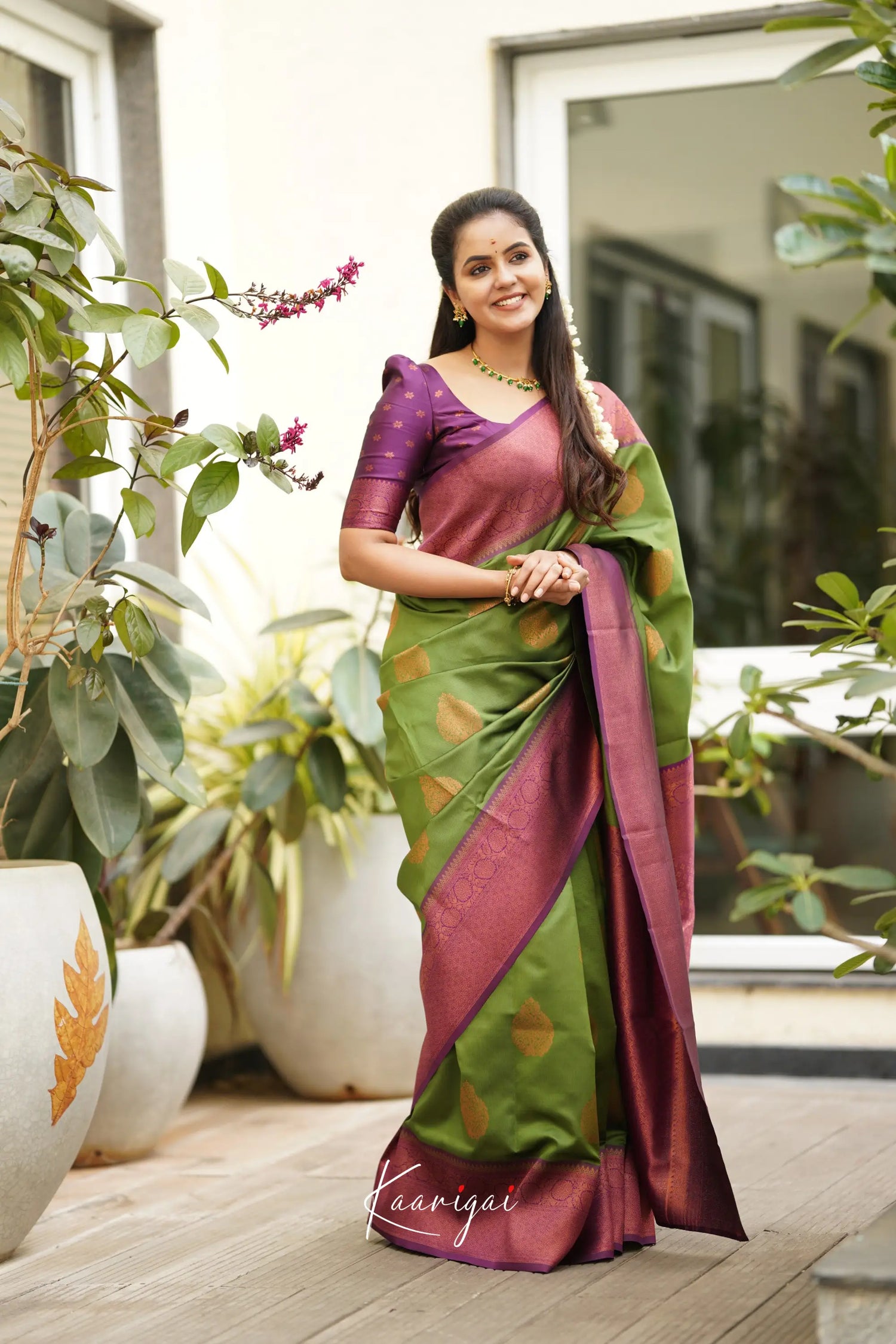 Sita - Parrot Green Semi Silk Saree Sarees