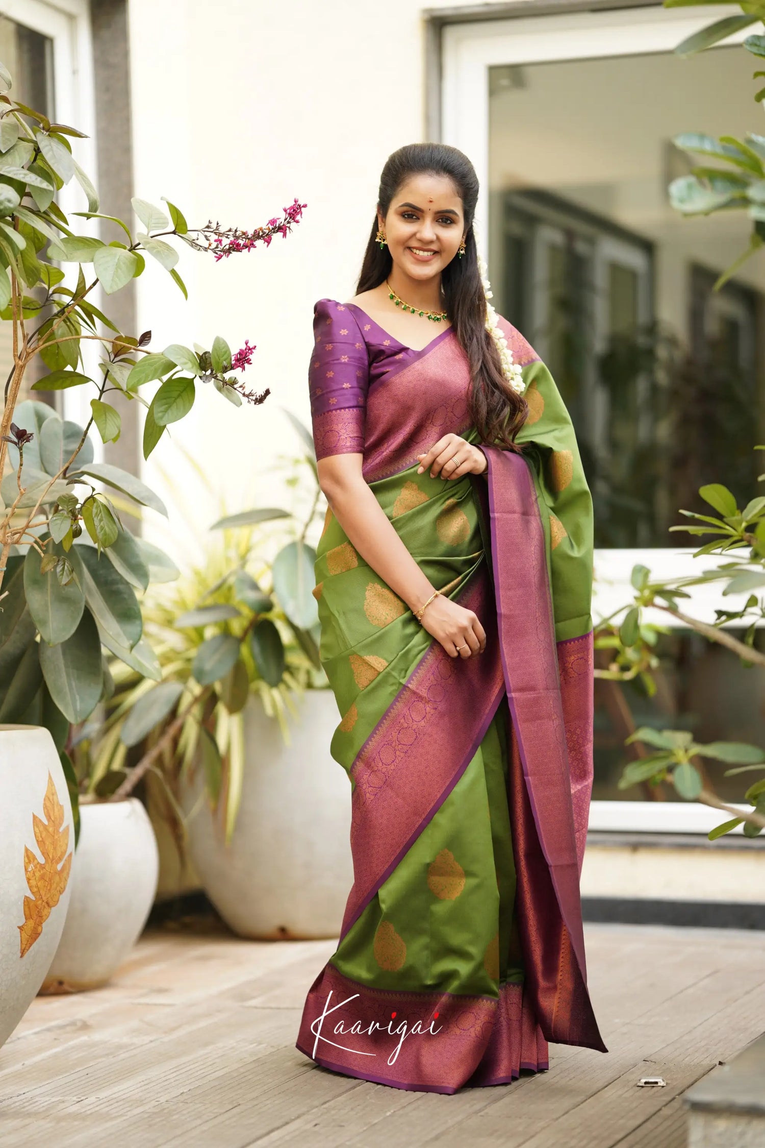 Sita - Parrot Green Semi Silk Saree Sarees