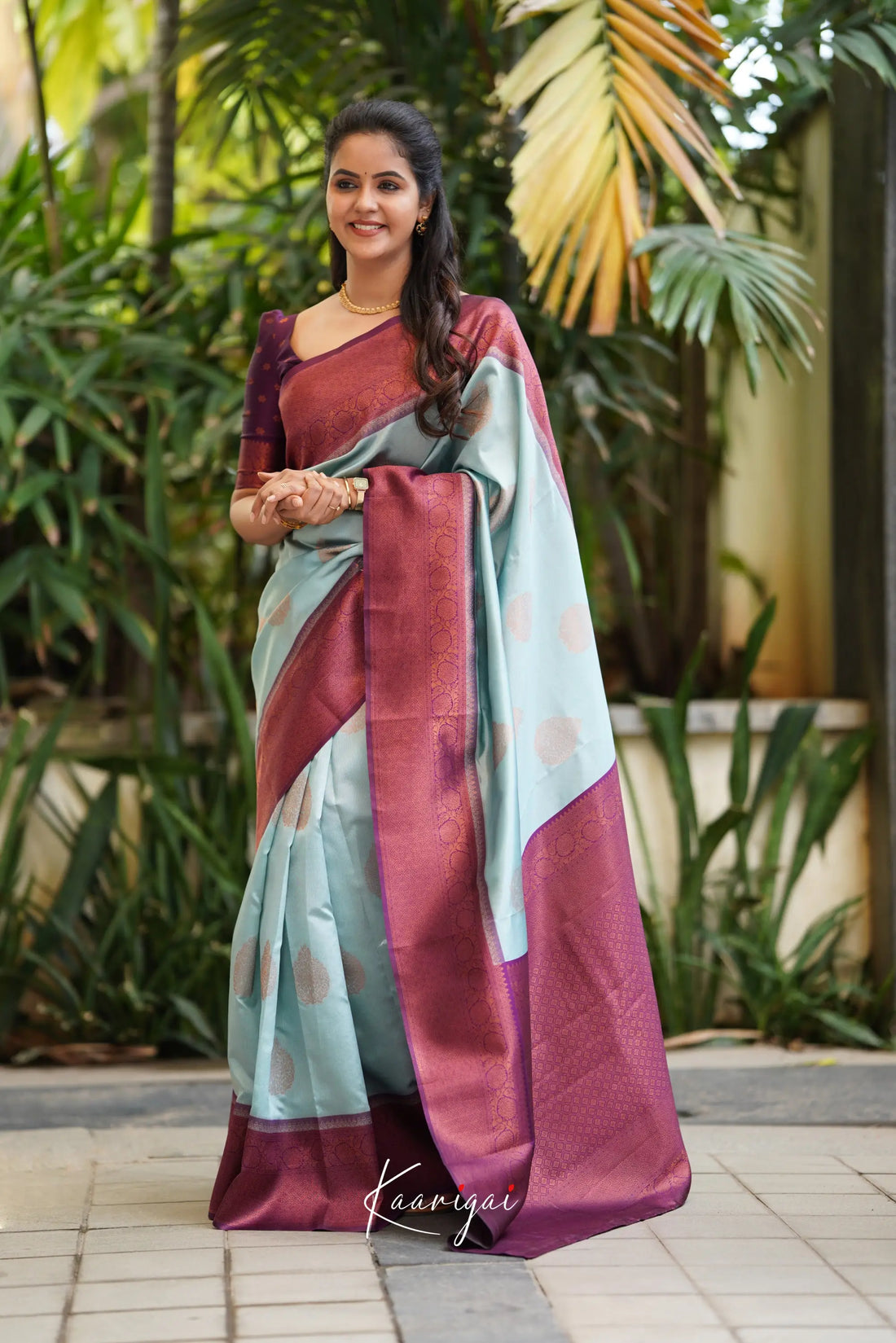 Sita - Pastel Blue Semi Silk Saree Sarees