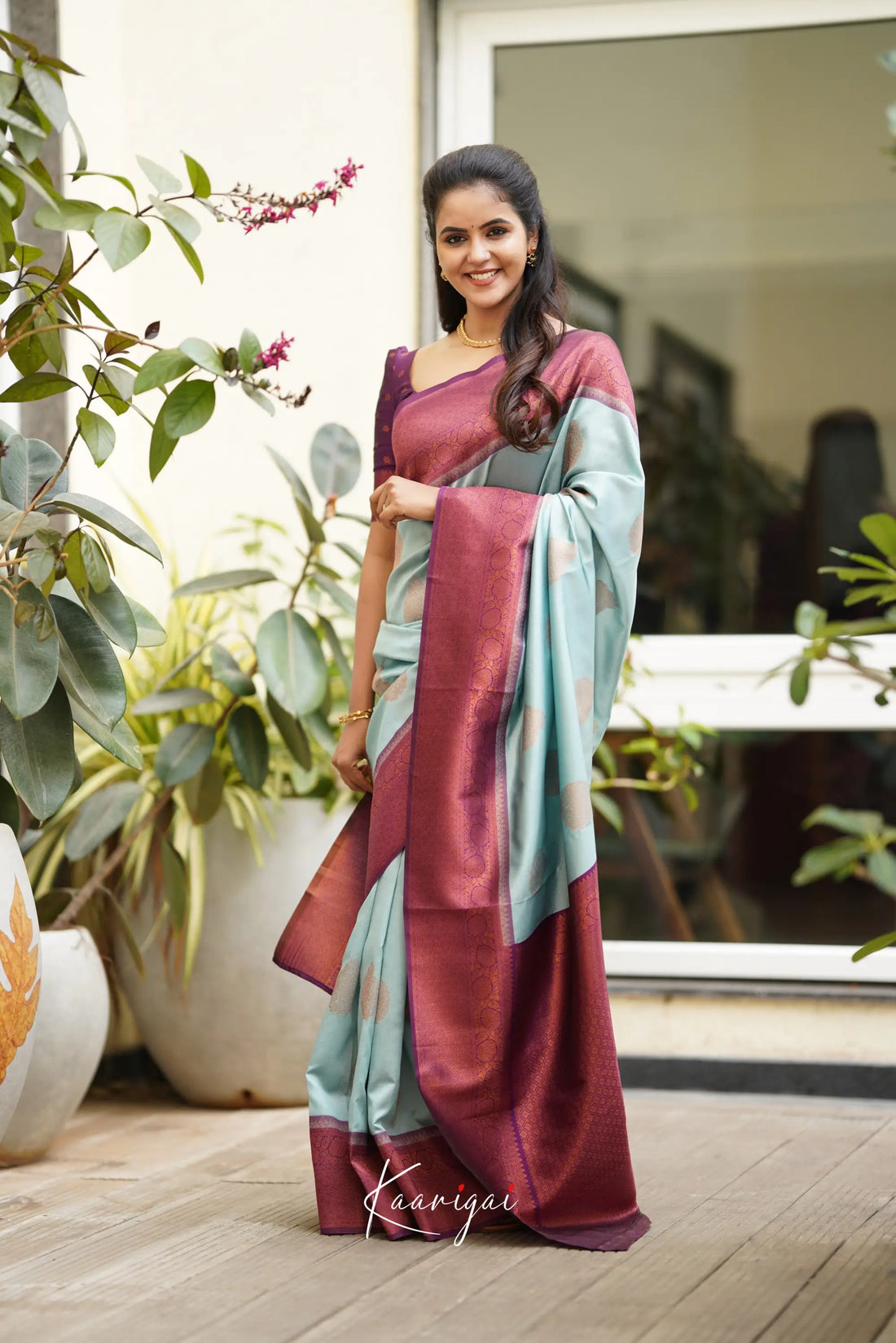 Sita - Pastel Blue Semi Silk Saree Sarees