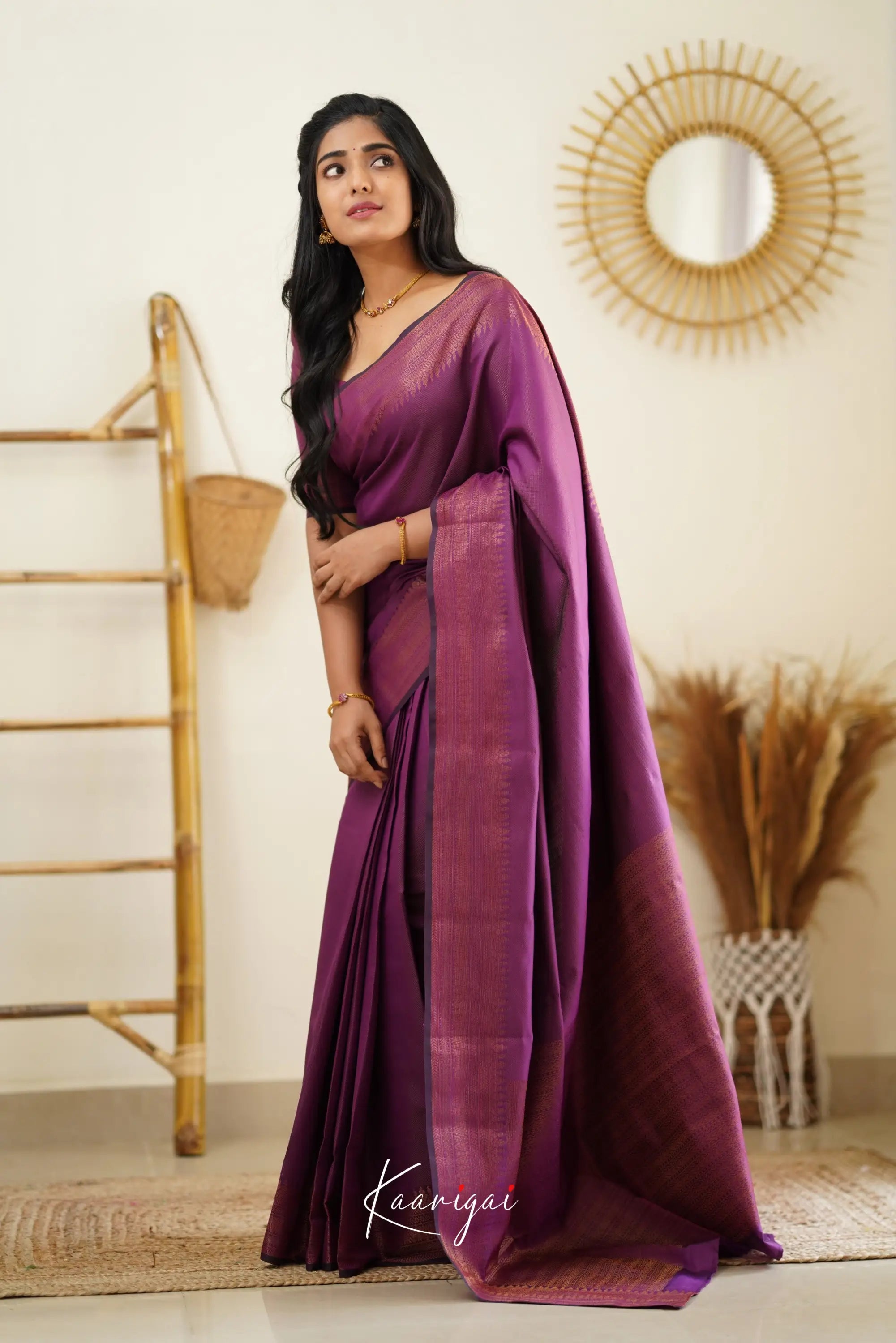 Sita - Purplish Magenta Semi Silk Saree Sarees