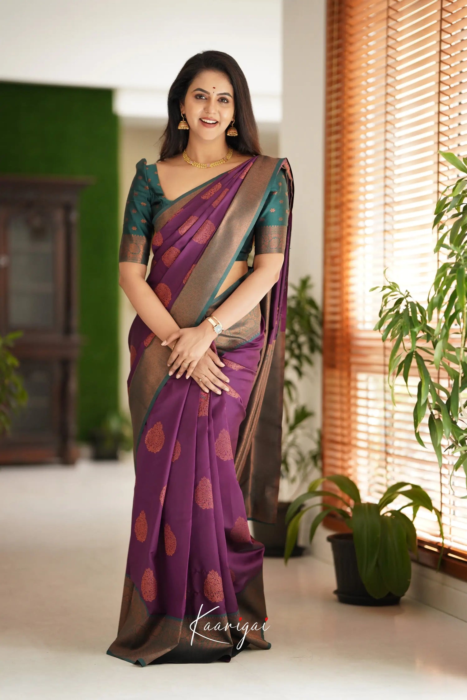 Sita - Purplish Magenta Semi Silk Saree Sarees