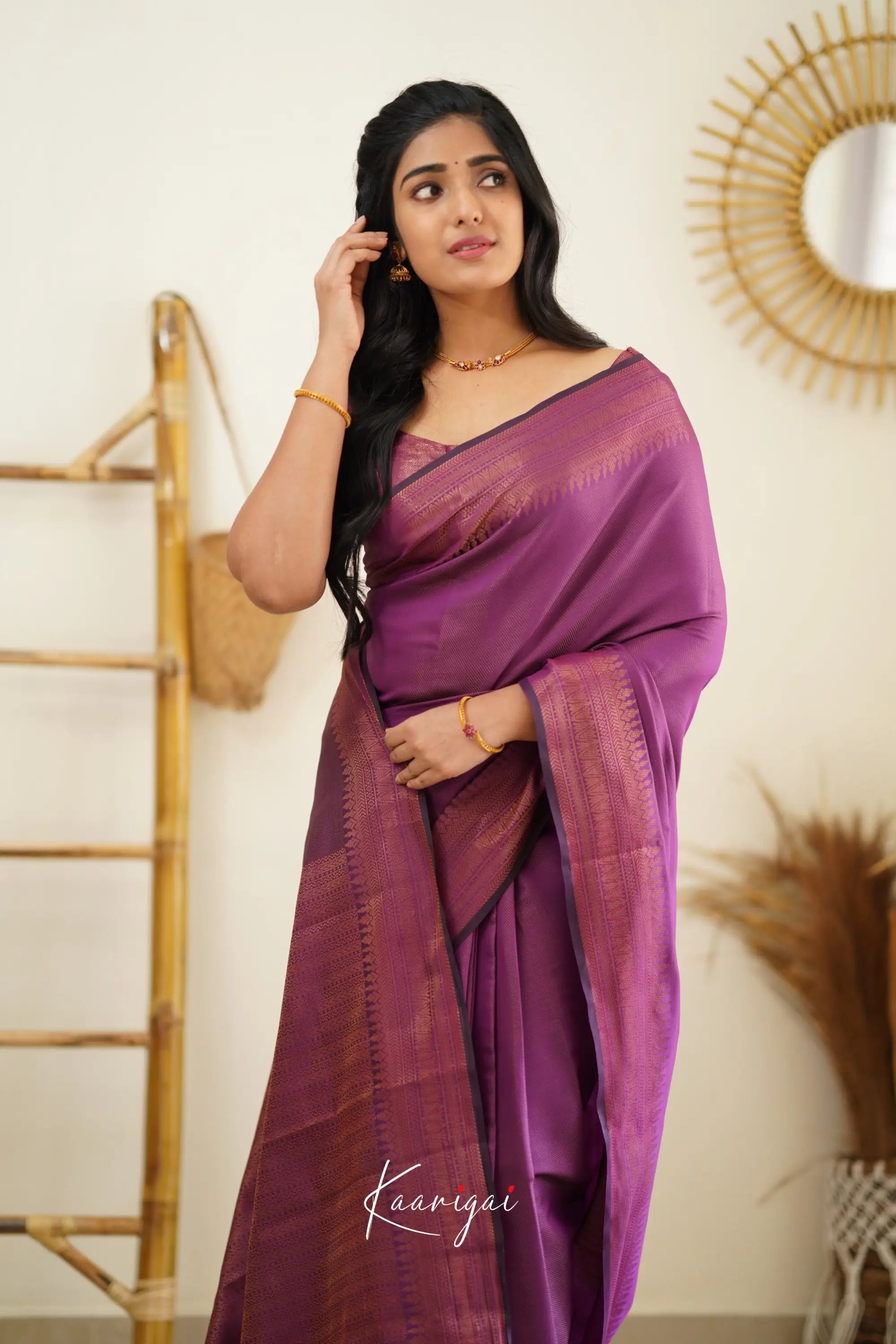 Sita - Purplish Magenta Semi Silk Saree Sarees