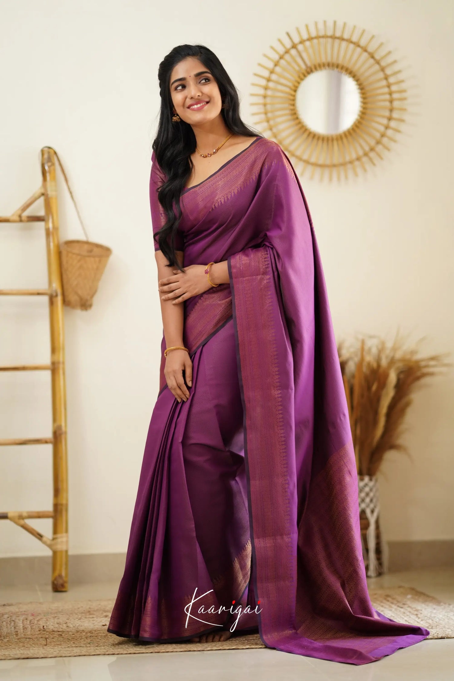 Sita - Purplish Magenta Semi Silk Saree Sarees