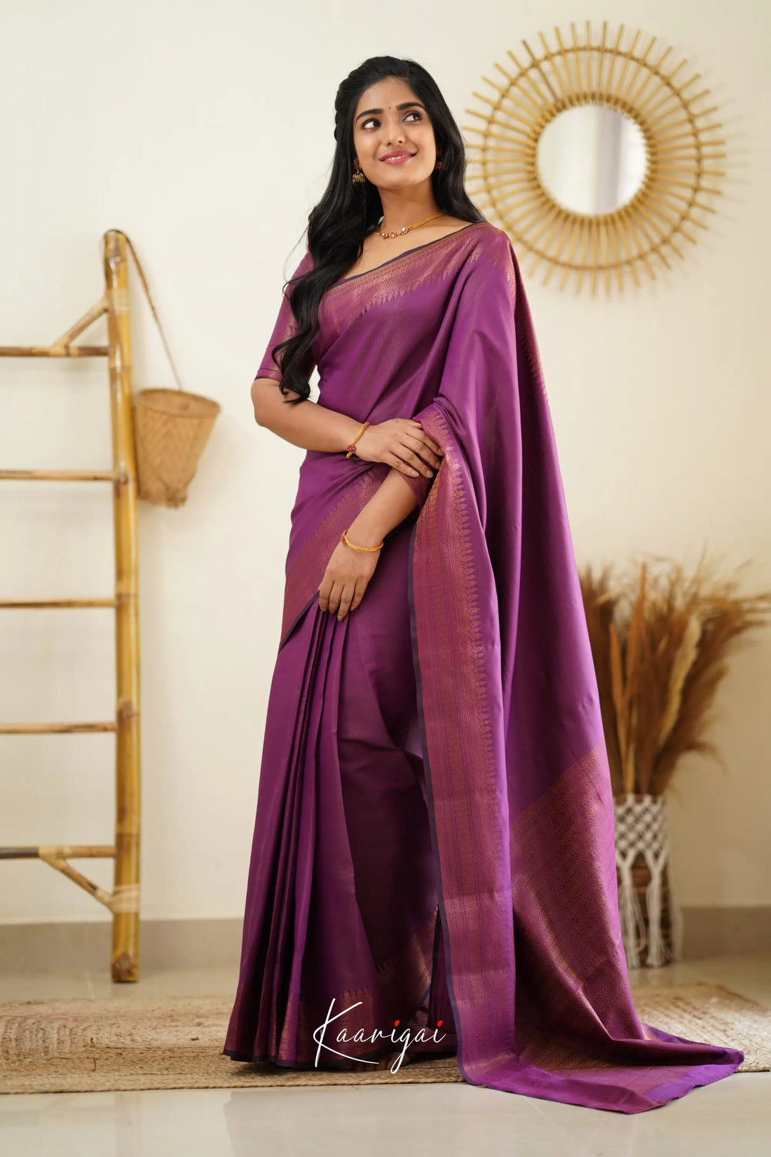 Sita - Purplish Magenta Semi Silk Saree Sarees