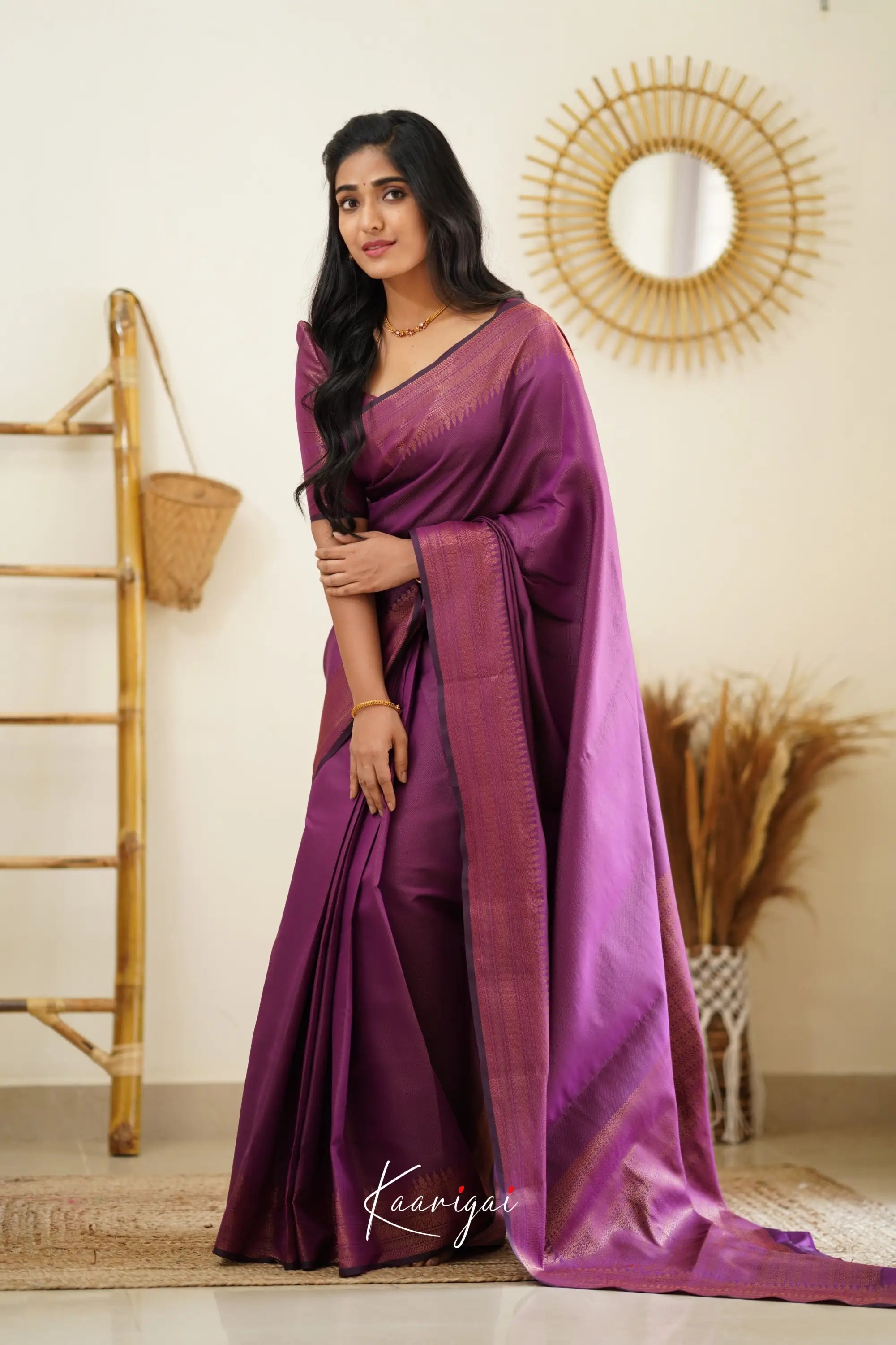 Sita - Purplish Magenta Semi Silk Saree Sarees