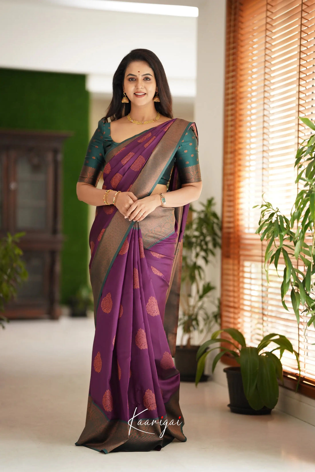 Sita - Purplish Magenta Semi Silk Saree Sarees