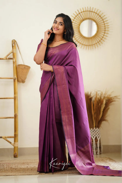 Sita - Purplish Magenta Semi Silk Saree Sarees