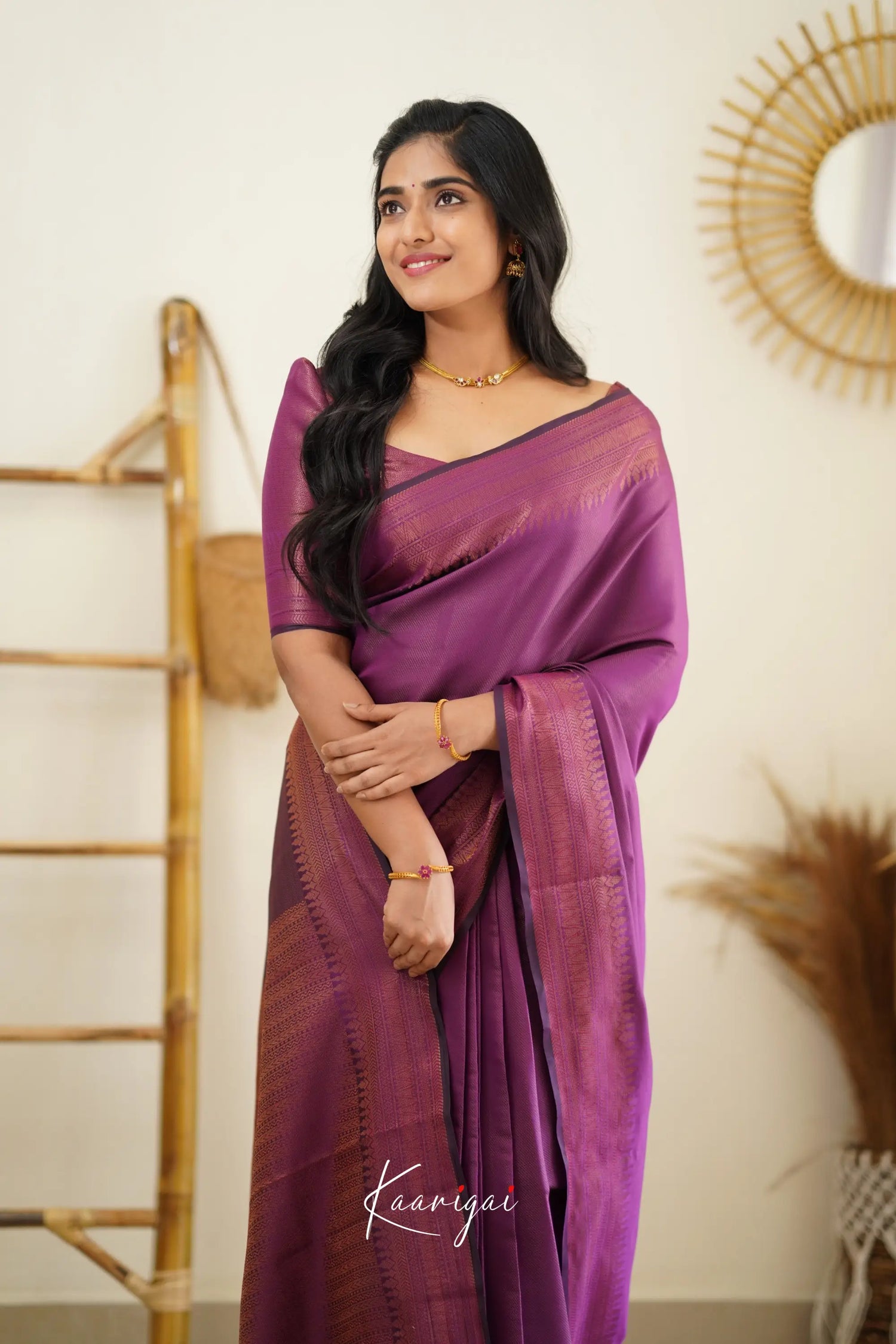 Sita - Purplish Magenta Semi Silk Saree Sarees