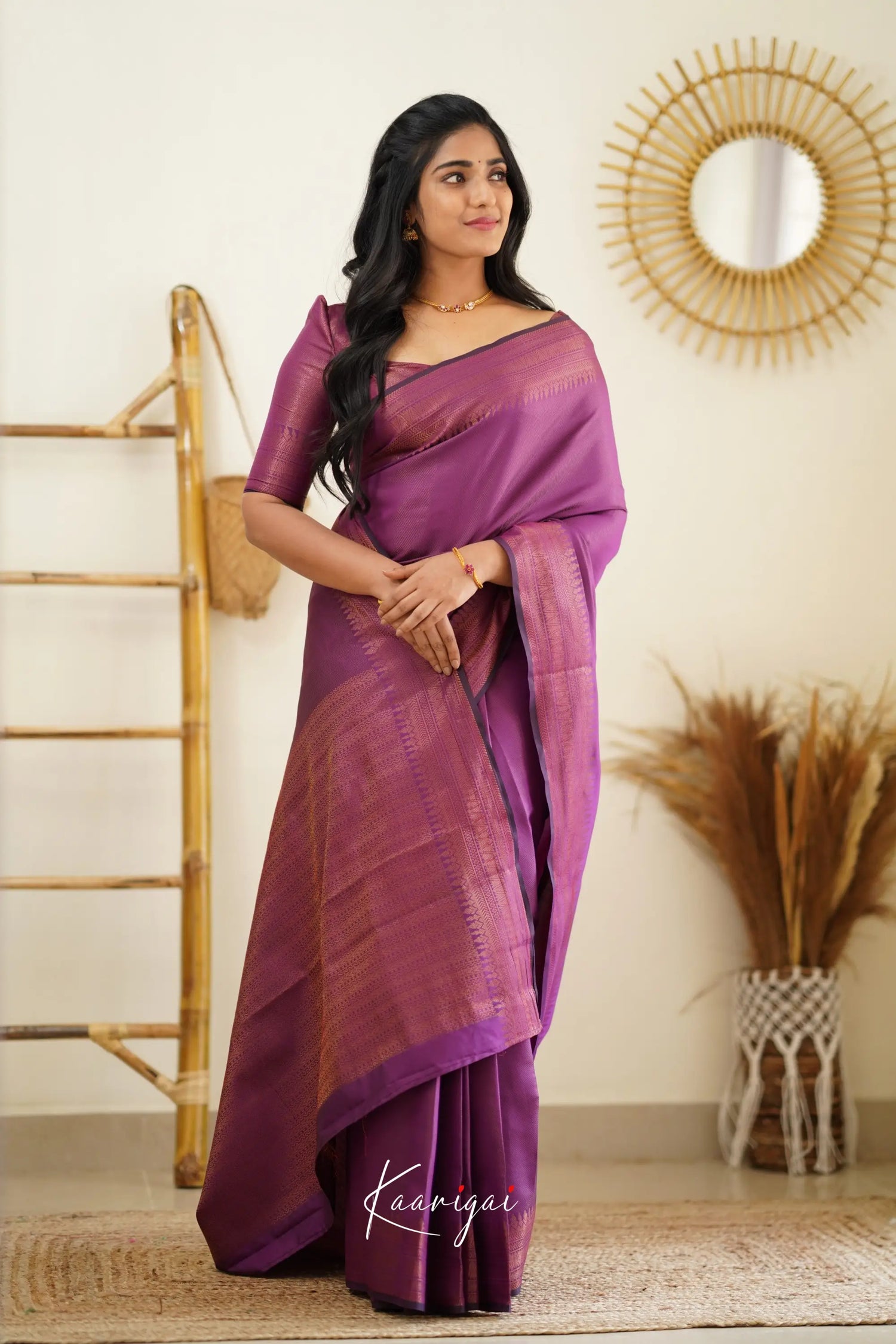 Sita - Purplish Magenta Semi Silk Saree Sarees