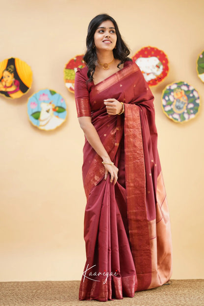 Sita - Reddish Maroon Semi Silk Saree Sarees