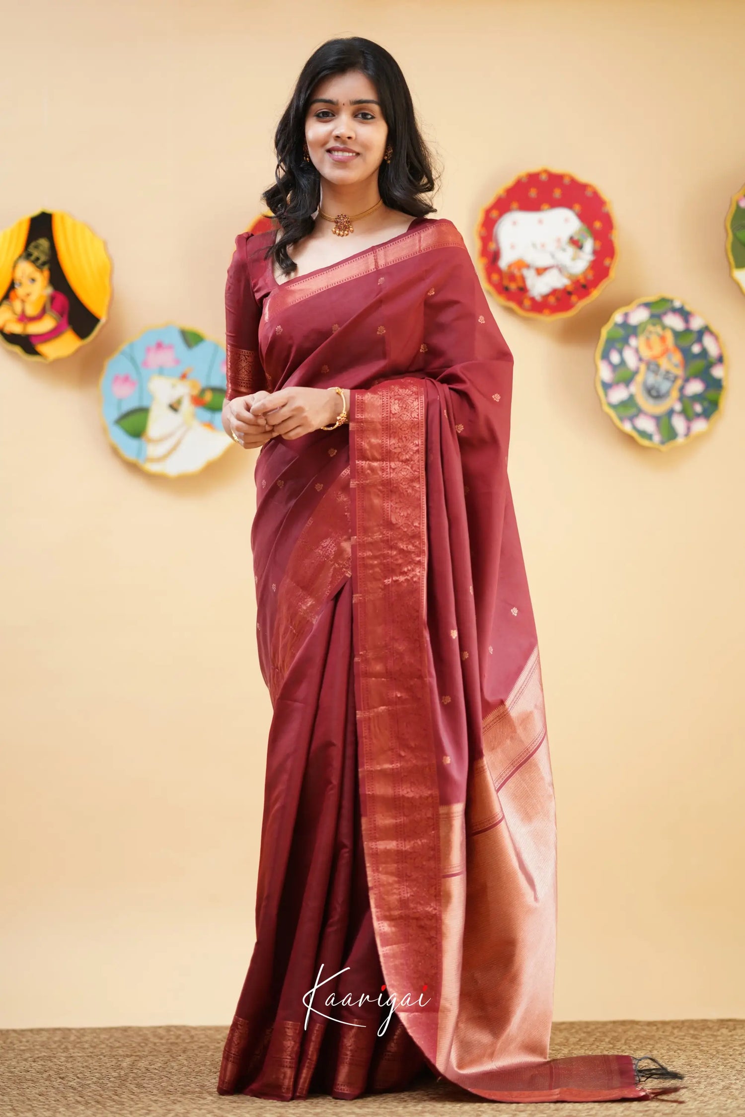 Sita - Reddish Maroon Semi Silk Saree Sarees